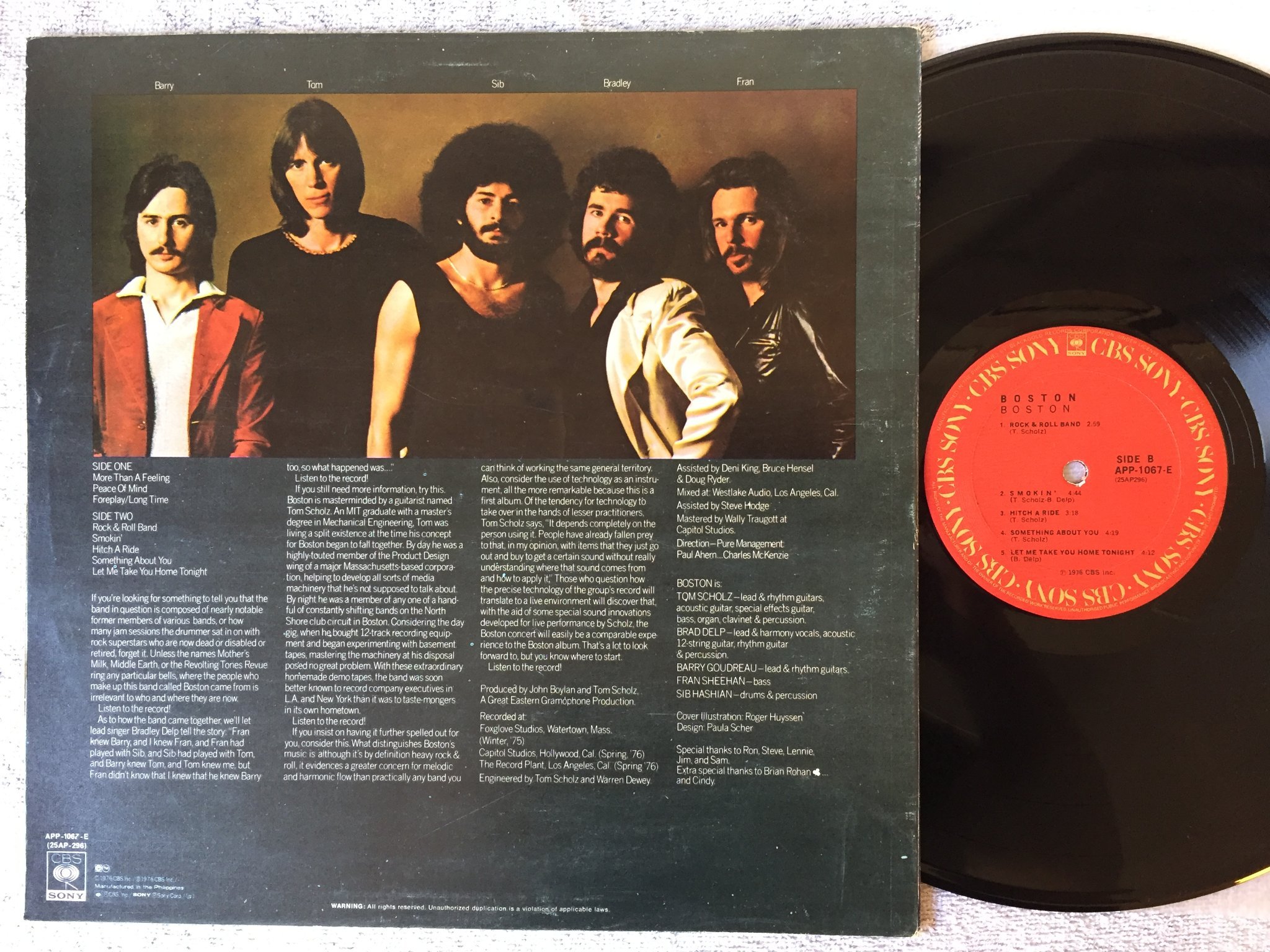 Omslagsbild för skivan BOSTON s/t LP -76 Philippines COLUMBIA APP-1067-E