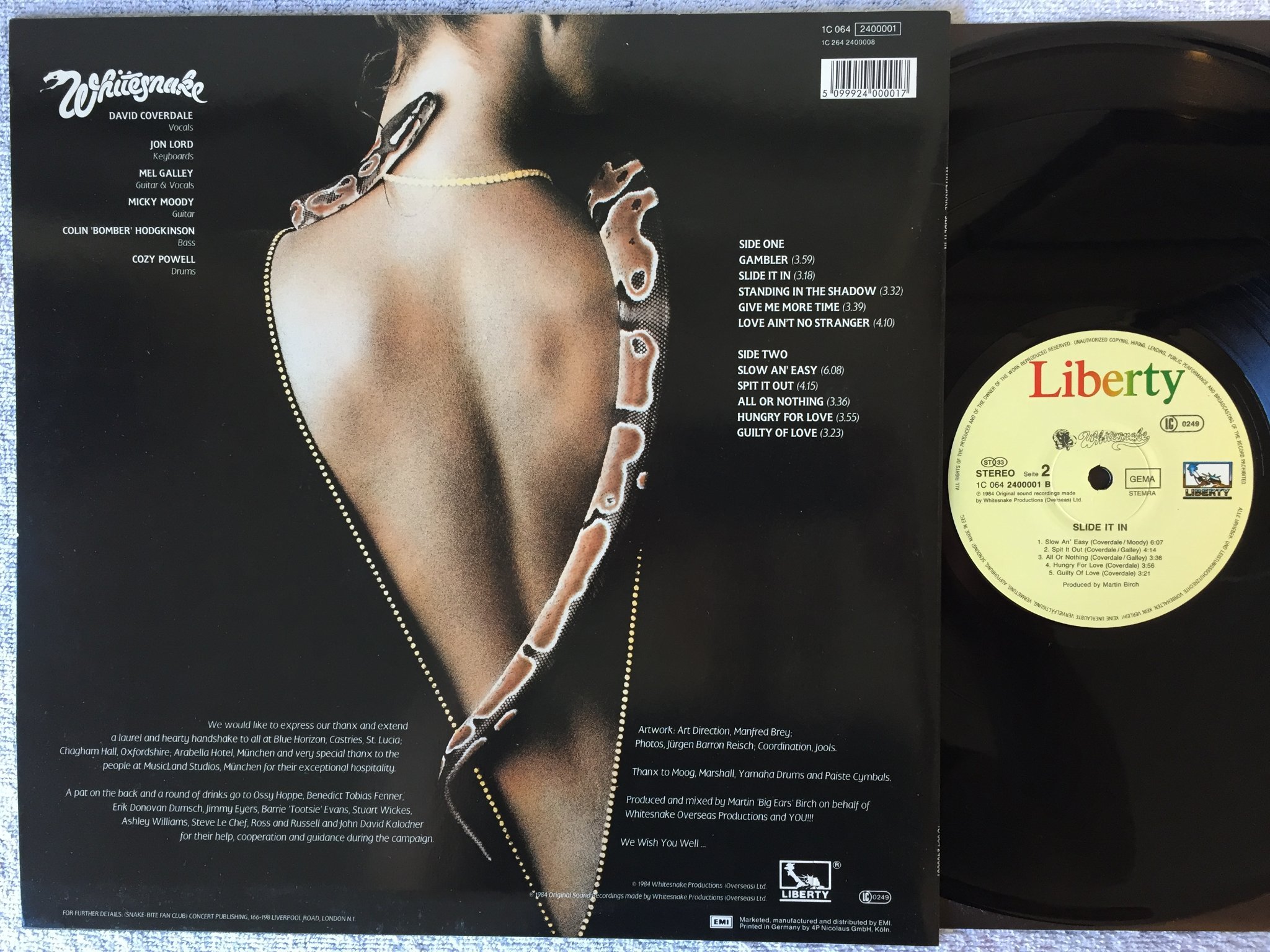 Omslagsbild för skivan WHITESNAKE slide it in LP -84 LIBERTY 1C 064 2400001