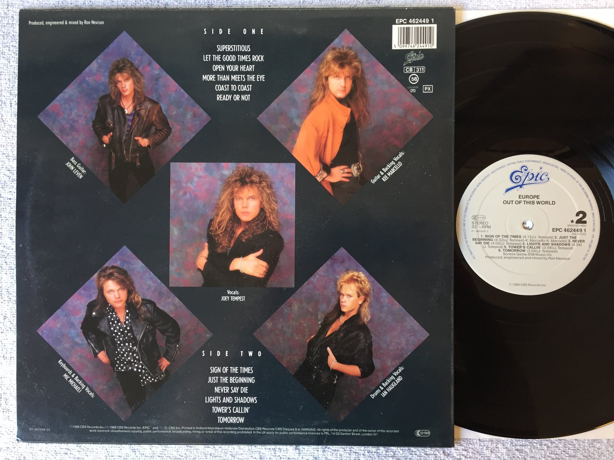 Omslagsbild för skivan EUROPE out of this world LP -88 EPIC EPC 4624491