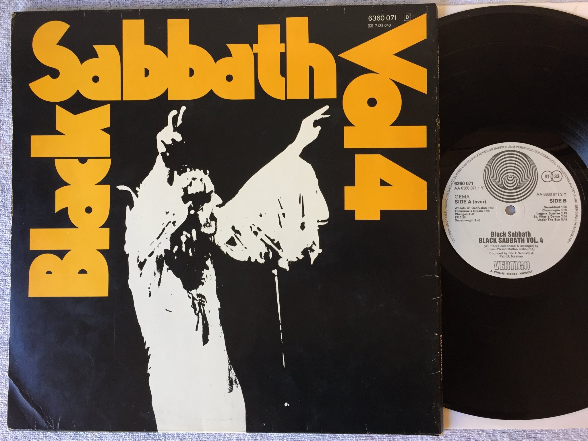Omslagsbild för skivan BLACK SABBATH VOL 4 LP Ger VERTIGO 6360071