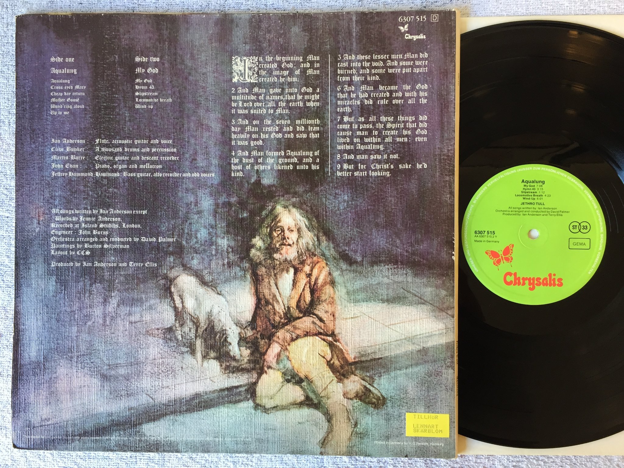 Omslagsbild för skivan JETHRO TULL aqualung LP -71 Ger CHRYSALIS 6339 035 textured sleeve