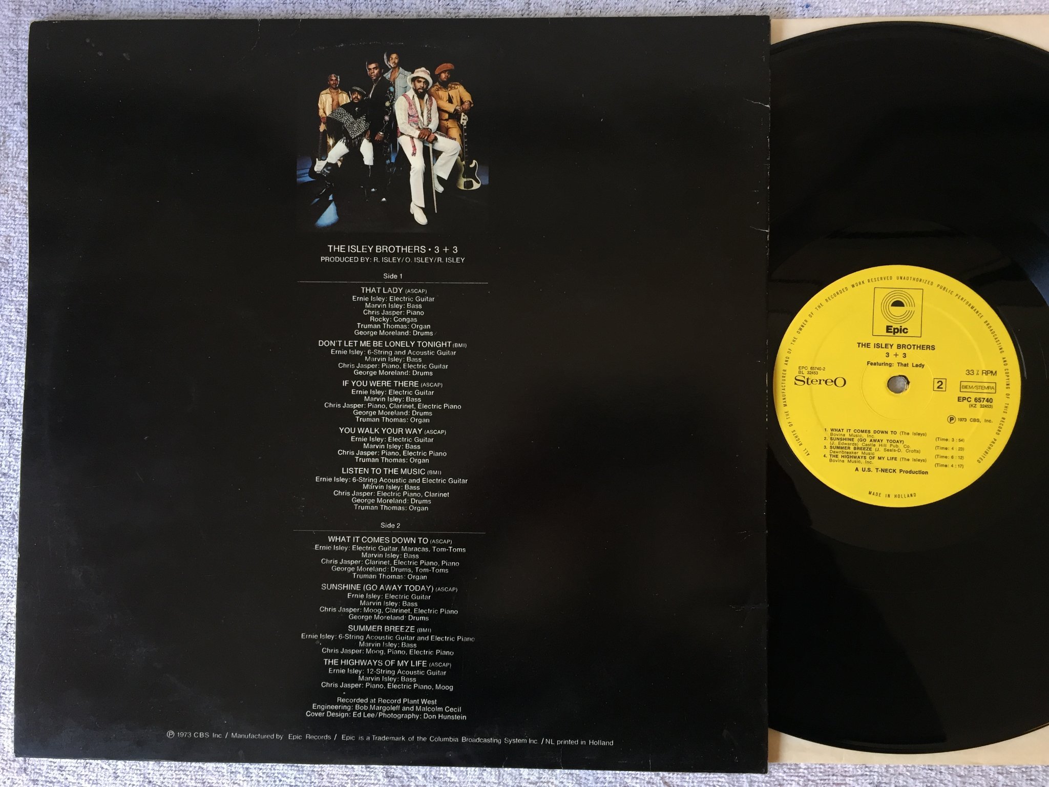 Omslagsbild för skivan THE ISLEY BROTHERS 3+3 LP -73 Hol EPIC EPC 65740 "that lady"