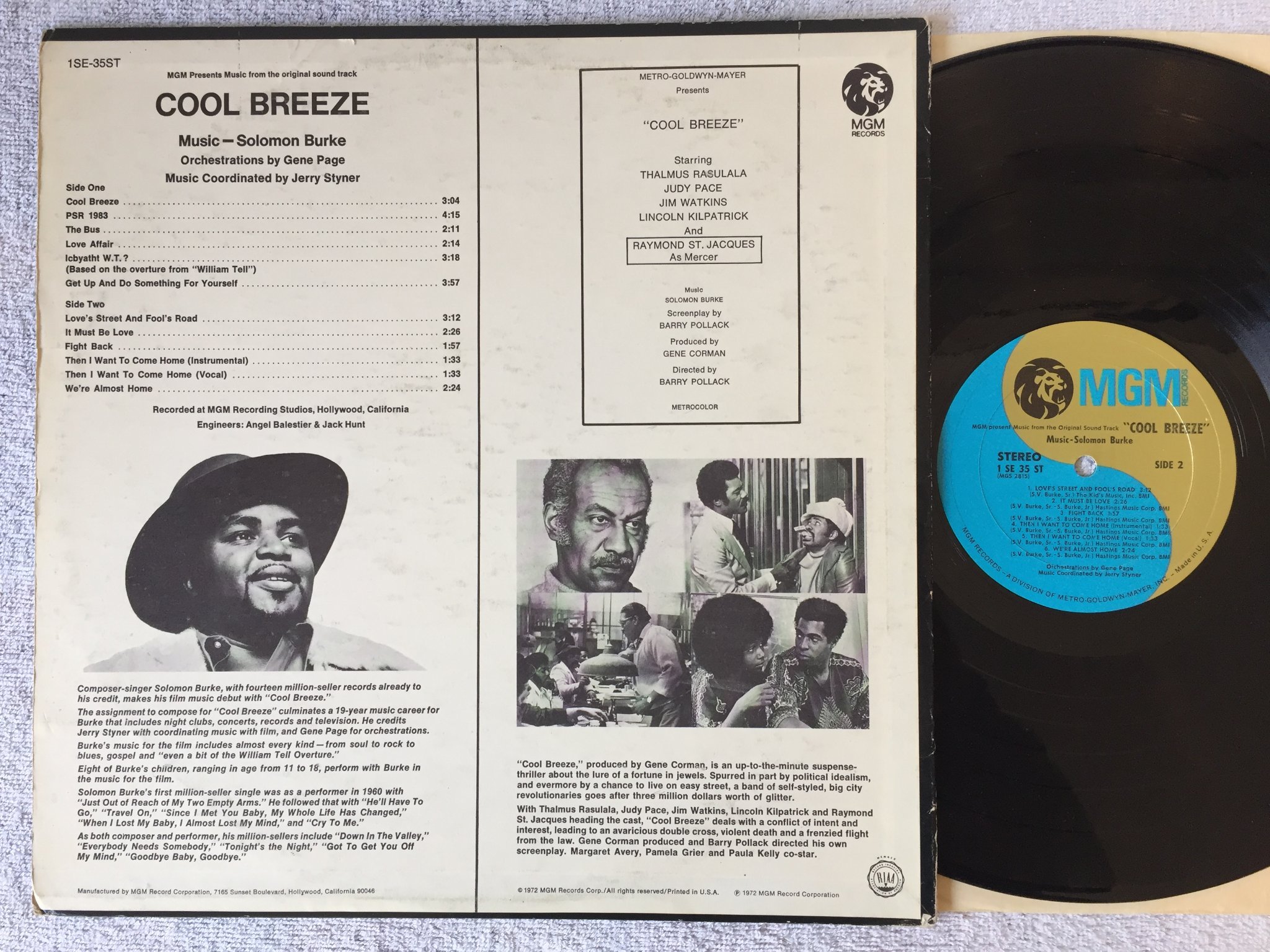 Omslagsbild för skivan SOLOMONE BURKE cool breeze LP -72 US MGM 1 SE 35 ST blaxploitation