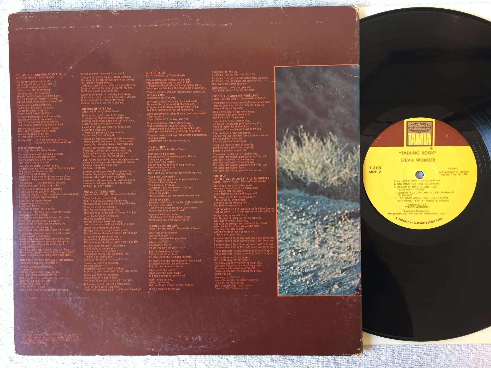 Omslagsbild för skivan STEVIE WONDER talking book LP -72 US TAMLA T 319L