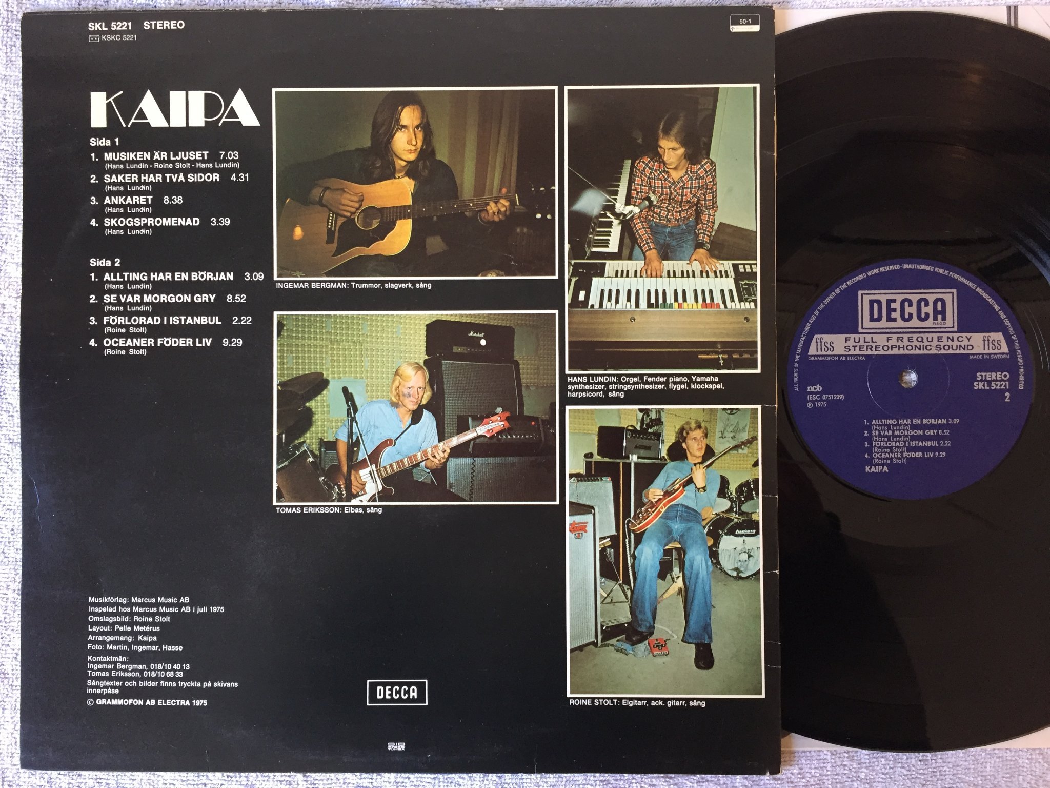 Omslagsbild för skivan KAIPA s/t LP -75 Swe DECCA SKL 5221