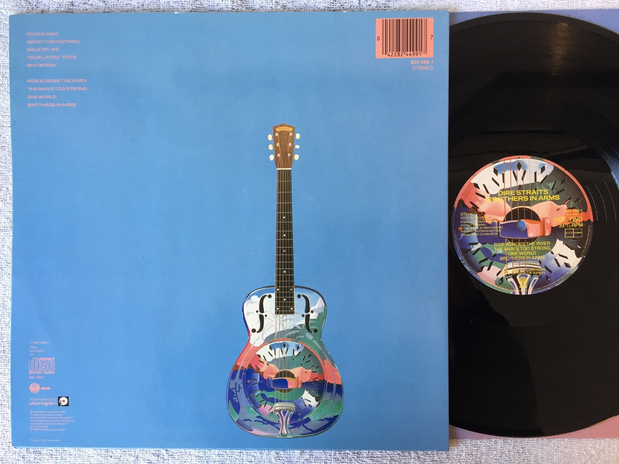 Omslagsbild för skivan DIRE STRAITS brothers in arms  LP -85 Hol  VERTIGO 824499-1