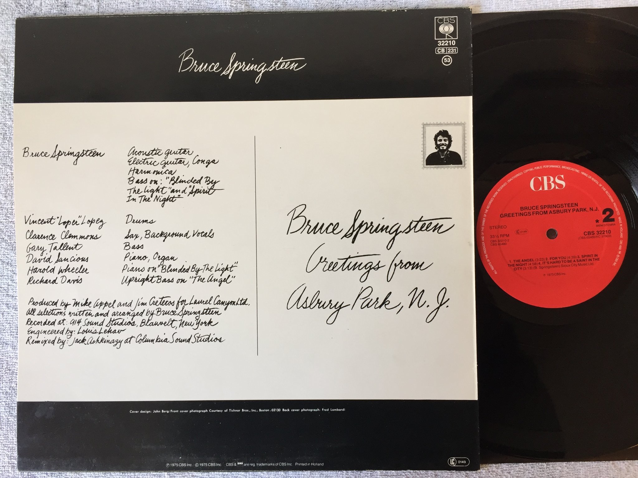 Omslagsbild för skivan BRUCE SPRINGSTEEN greetings from Asbury Park N.J. LP Hol CBS 32210