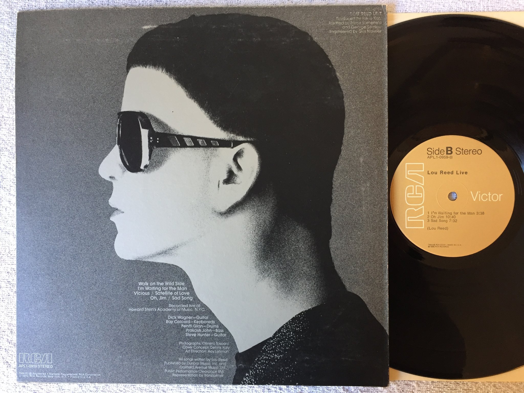 Omslagsbild för skivan LOU REED live LP -75 RCA APL1-0959