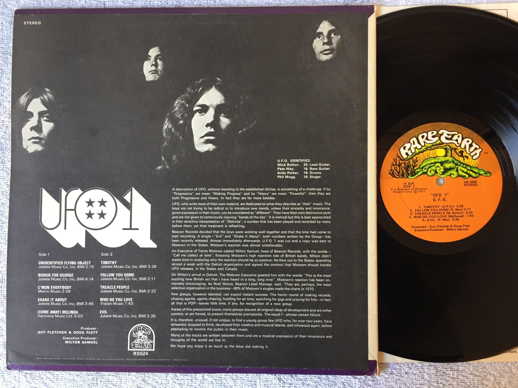 Omslagsbild för skivan UFO ufo 1 LP -71 US RARE EARTH R-524