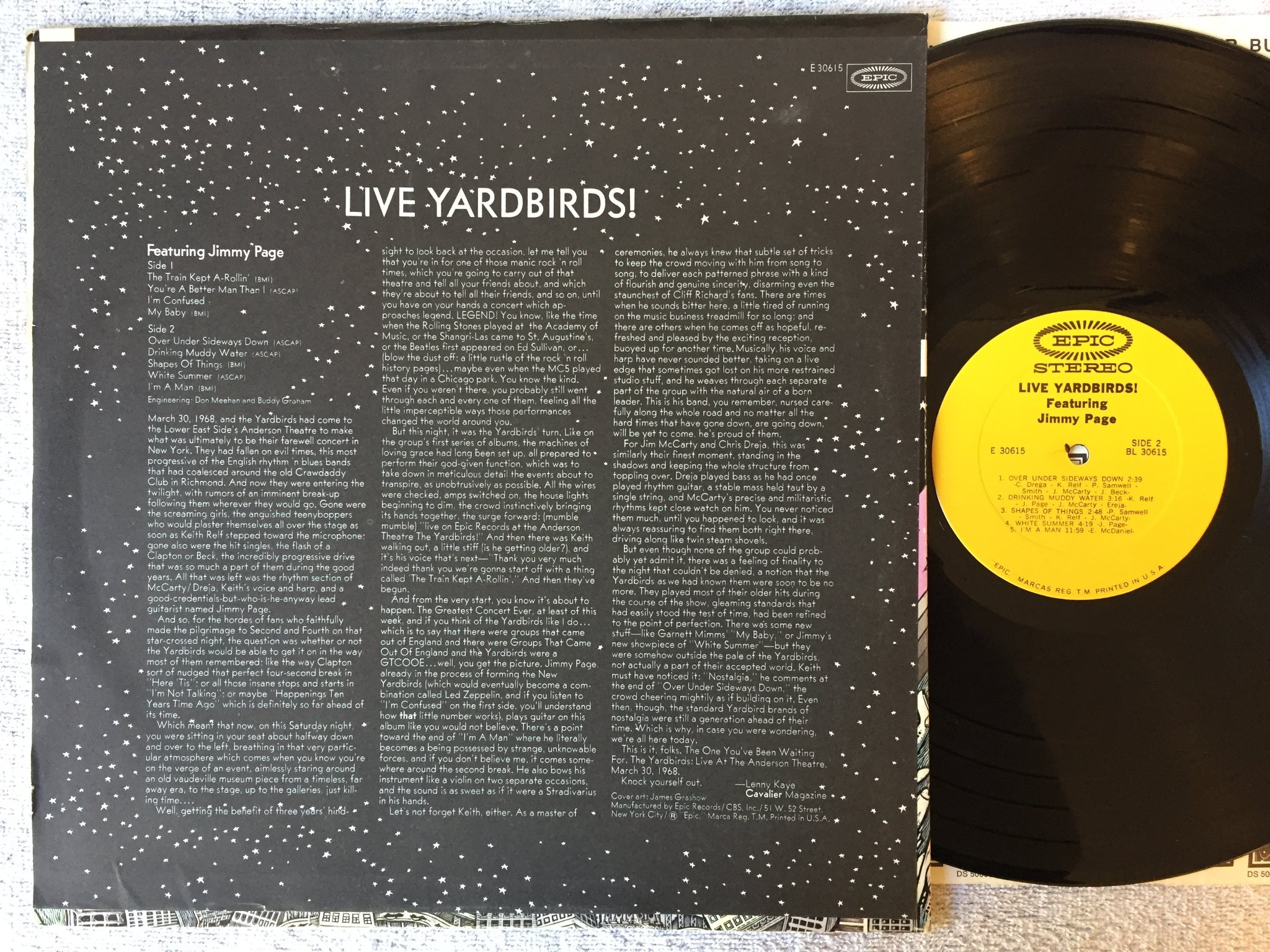 Omslagsbild för skivan THE YARDBIRDS live LP -71 US EPIC E 30615 feat JIMMY PAGE rare!!!