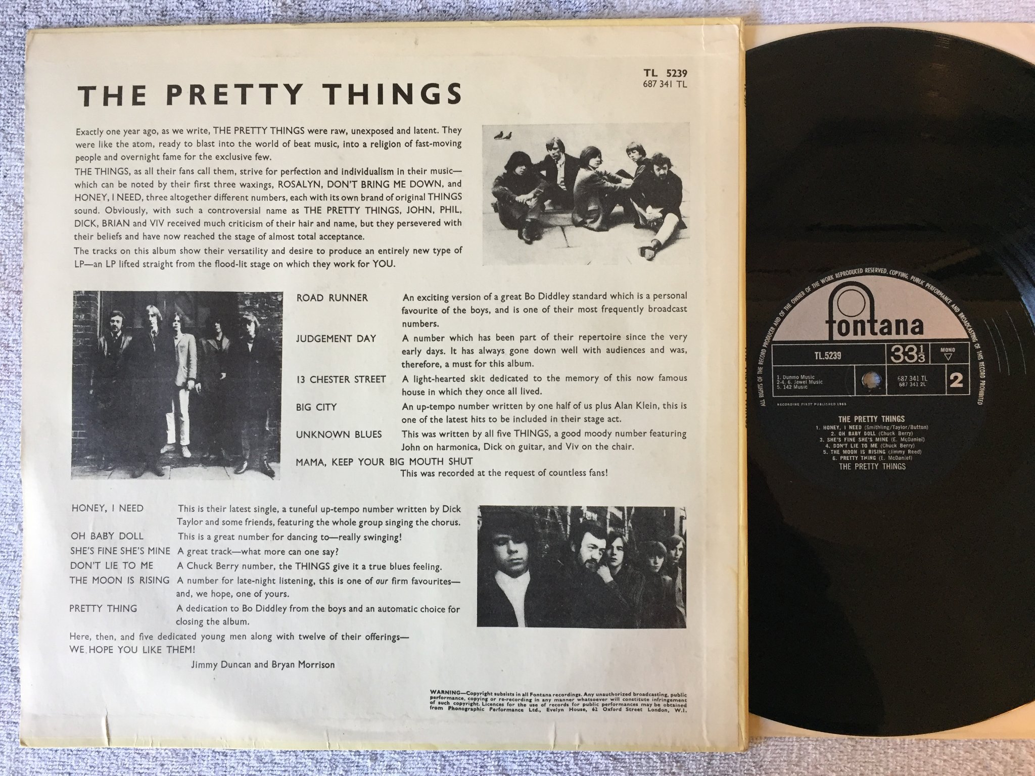 Omslagsbild för skivan THE PRETTY THINGS s/t LP -65 UK FONTANA 687 341 TL 