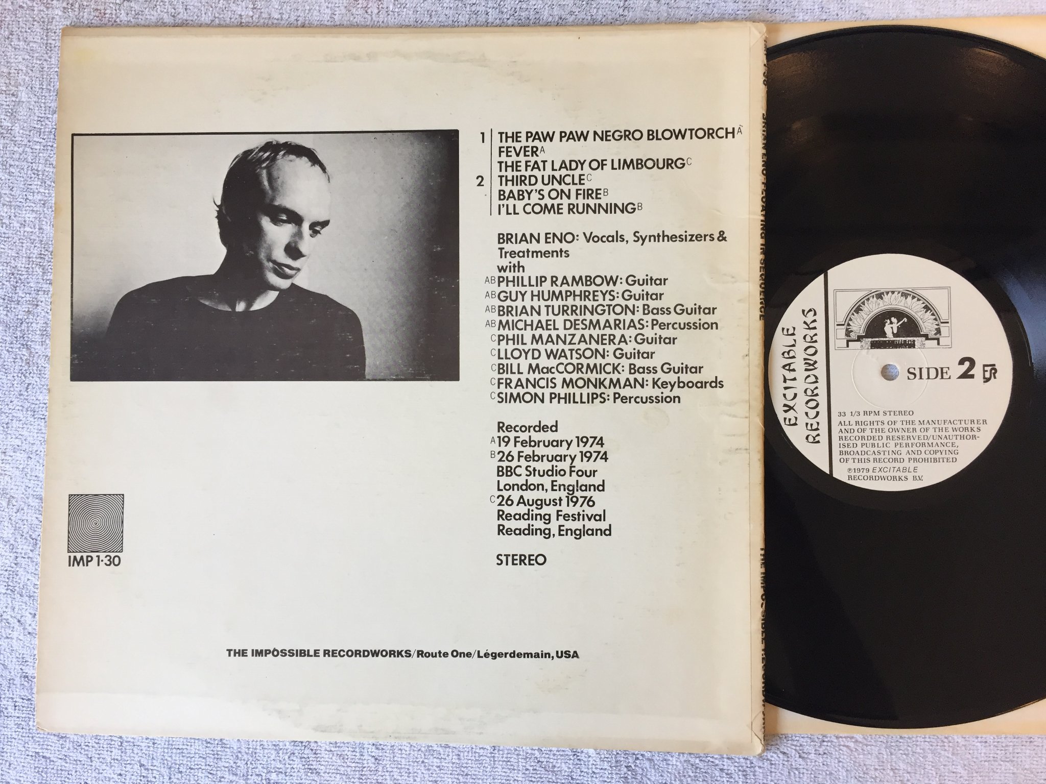 Omslagsbild för skivan BRIAN ENO floating in sequence LP -79 