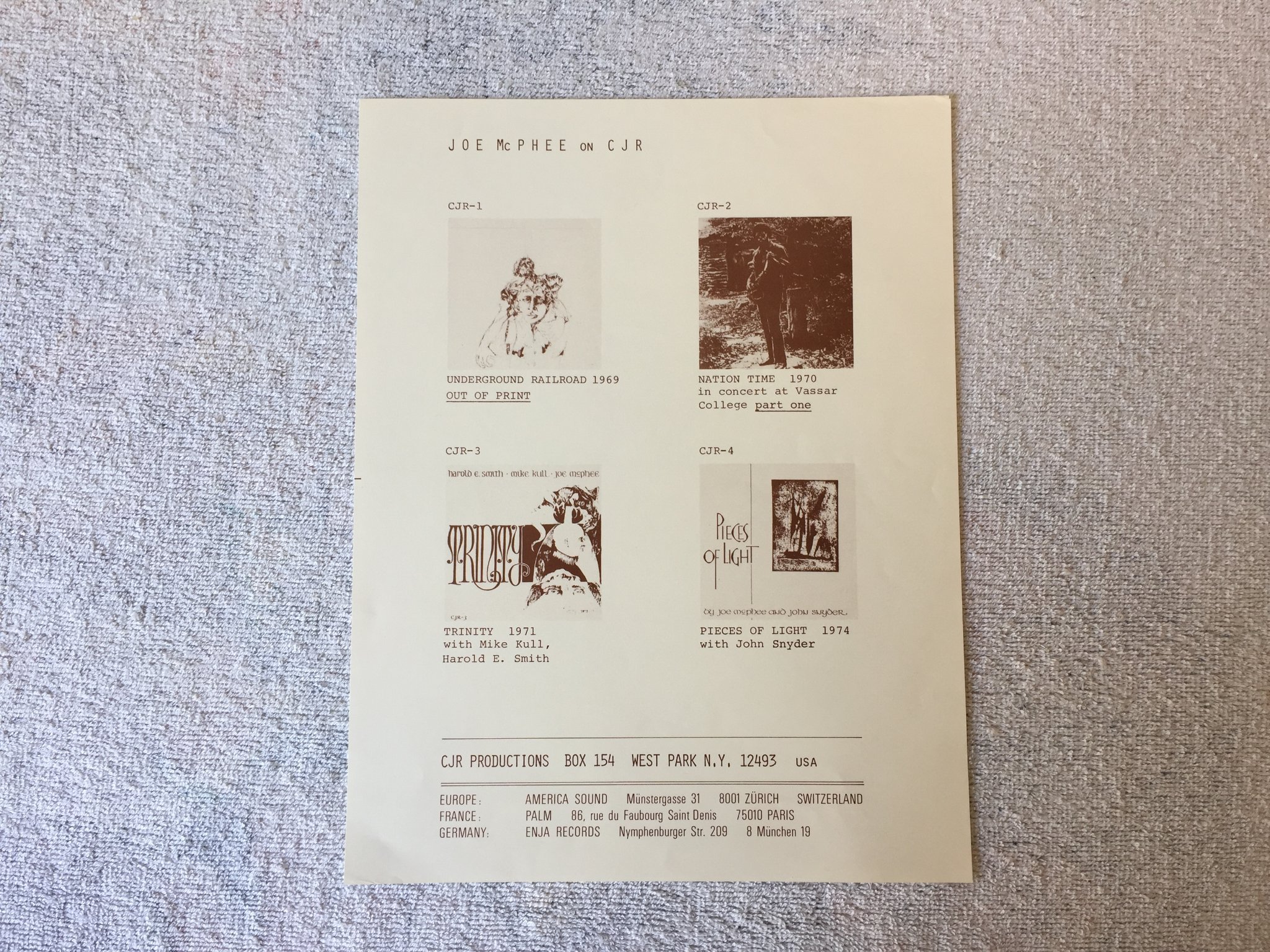 Omslagsbild för skivan JOE McPHEE black magic man LP -75 Schweiz HAT HUT A free jazz