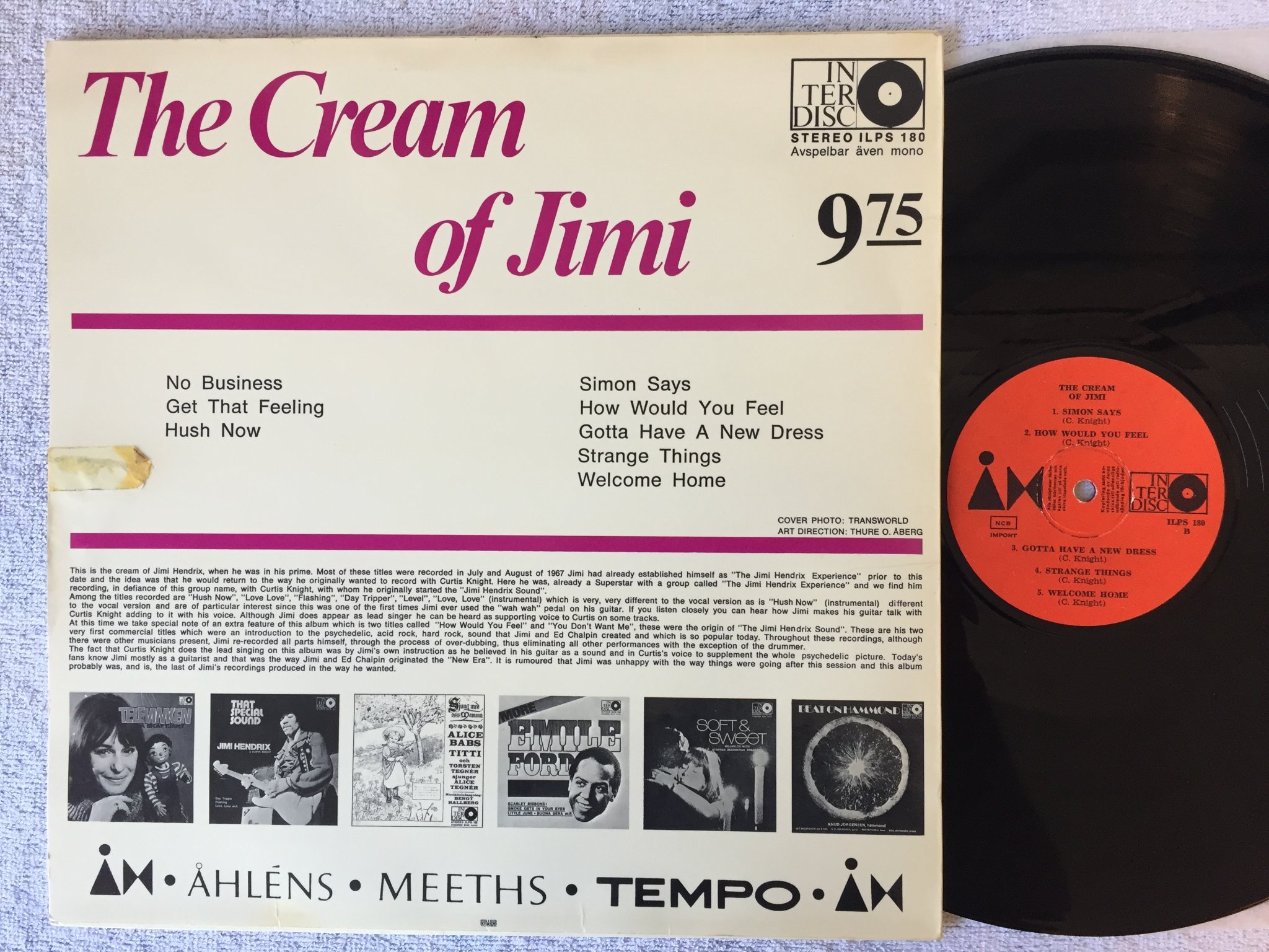 Omslagsbild för skivan JIMI HENDRIX the cream of Jimi LP interdisc ILPS 180