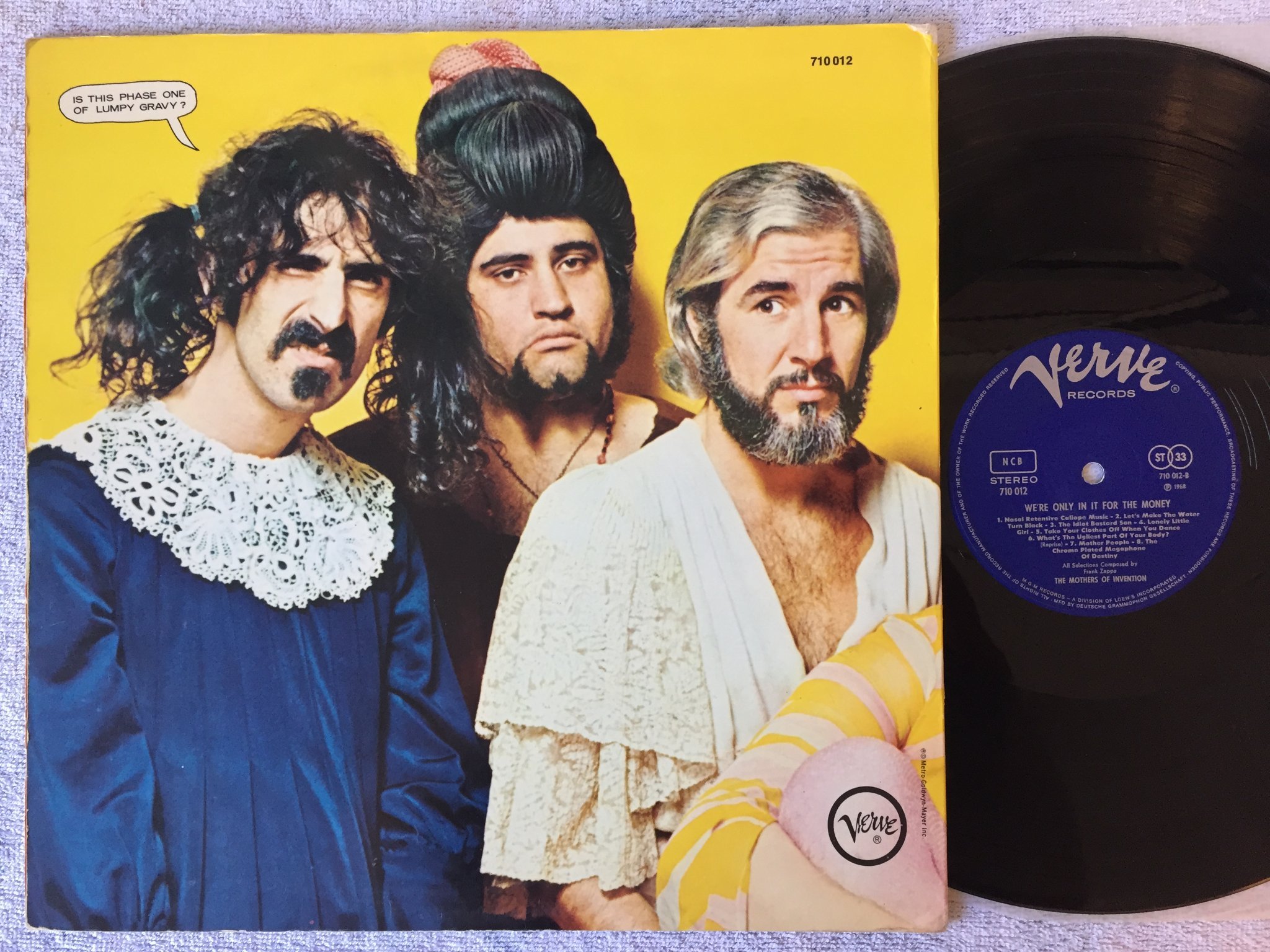 Omslagsbild för skivan THE MOTHERS OF INVENTION we're only in it for the money LP -68 Ger VERVE 710012