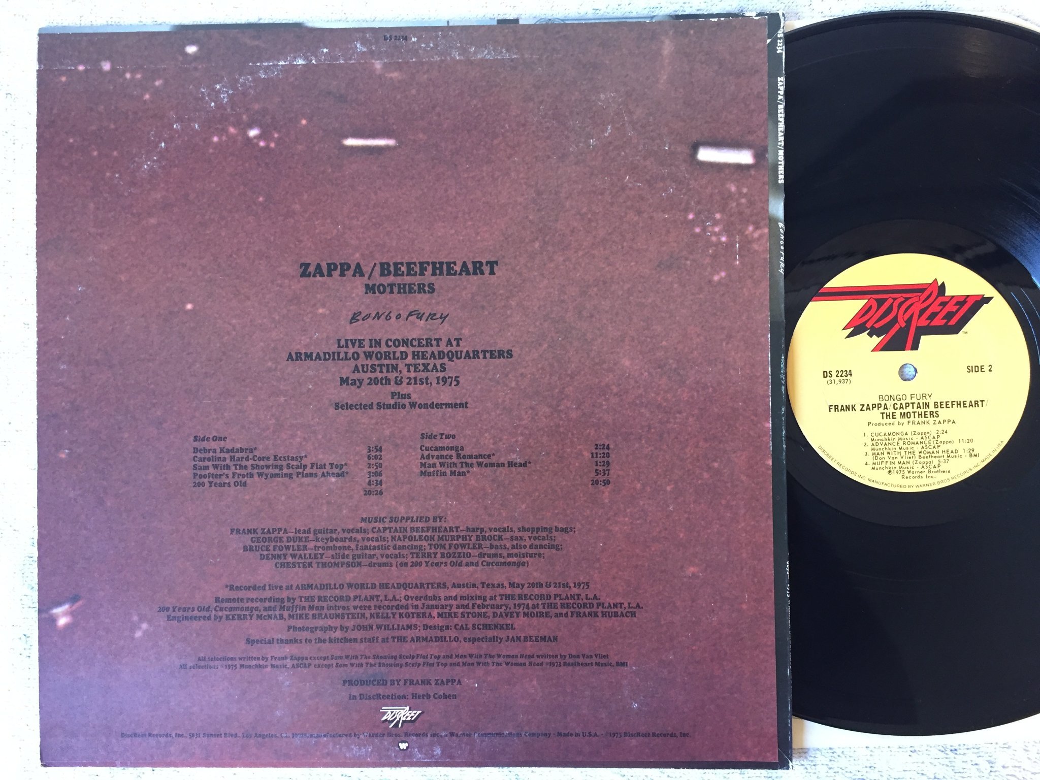 Omslagsbild för skivan FRANK ZAPPA / CAPTAIN BEEFHEART / THE MOTHERS bongo fury LP -75 US DISCREET DS 2