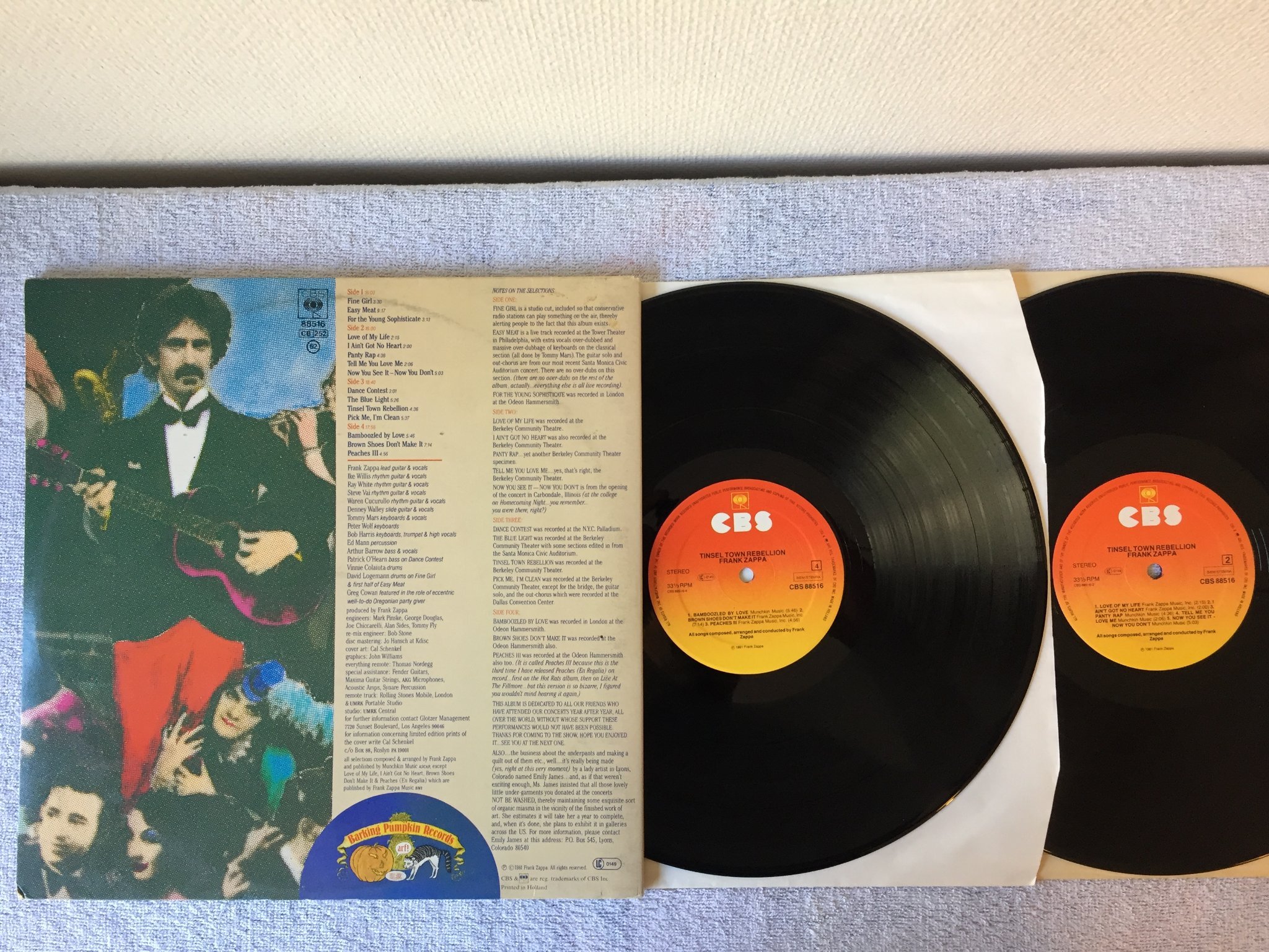 Omslagsbild för skivan FRANK ZAPPA tinsel town rebellion 2xLP -81 Hol CBS 88516 