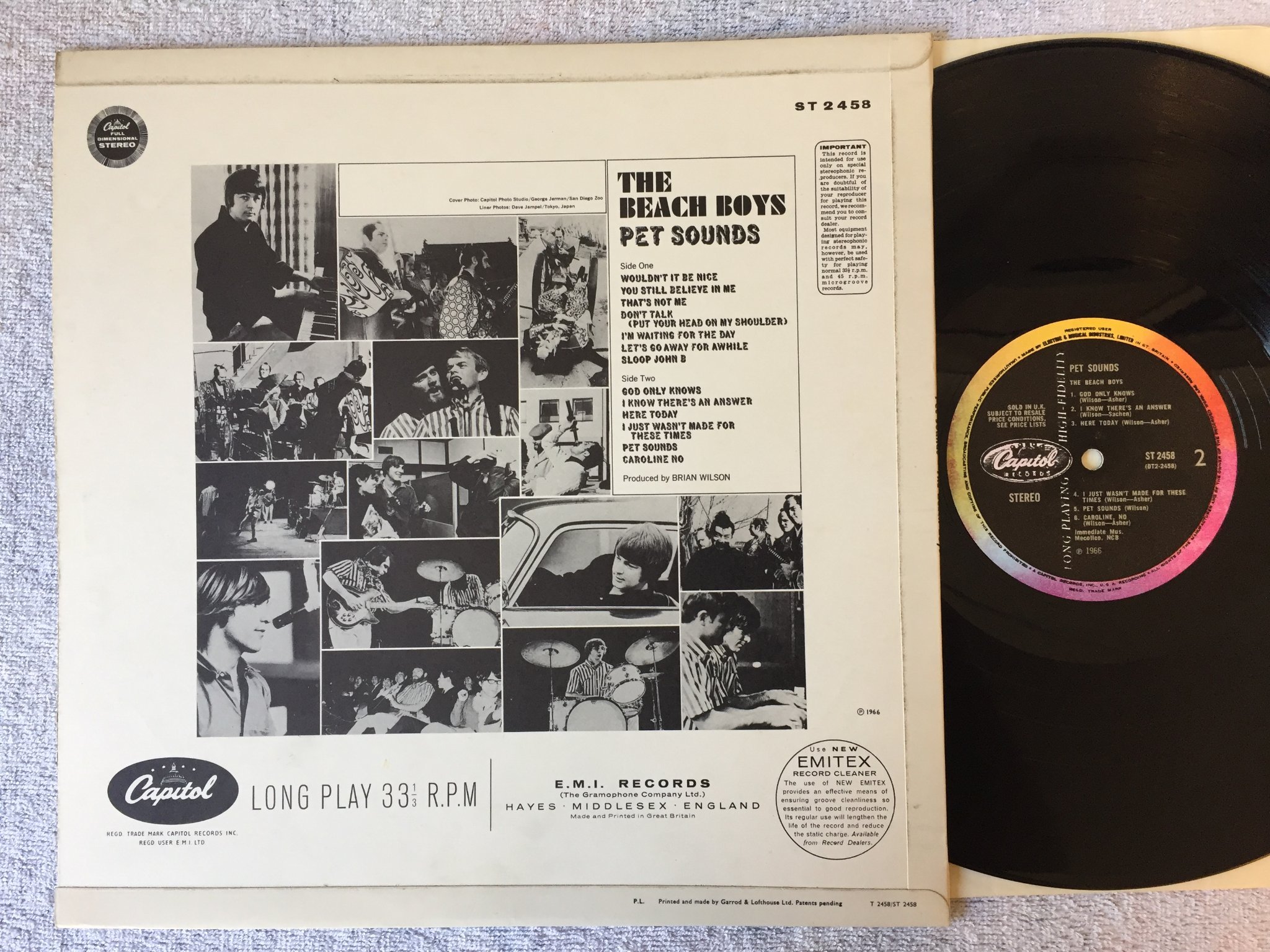 Omslagsbild för skivan THE BEACH BOYS pet sounds LP -66 UK CAPITOL SR 2458 classic !!!