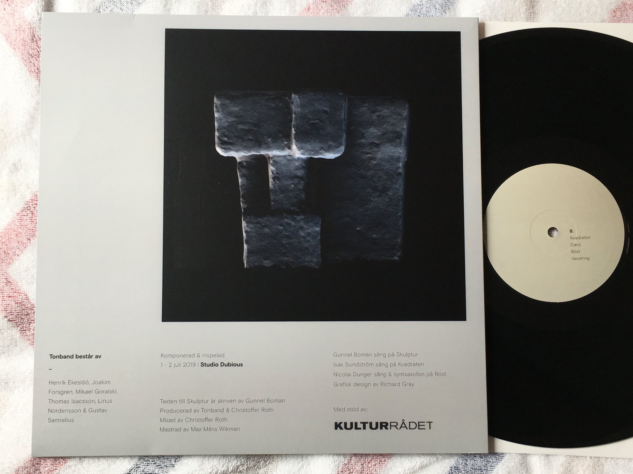 Omslagsbild för skivan TONBAND & GUNNEL BOMAN tet LP 2019 Swe PRIVATE PRESS ton 001 indie