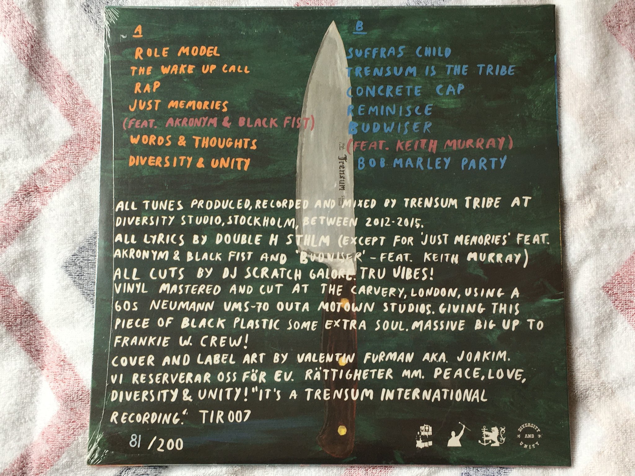 Omslagsbild för skivan TRENSUM TRIBE Meets Double H STHLM LP + 7"single 2015 Swe TIR 007 STILL SEALED 