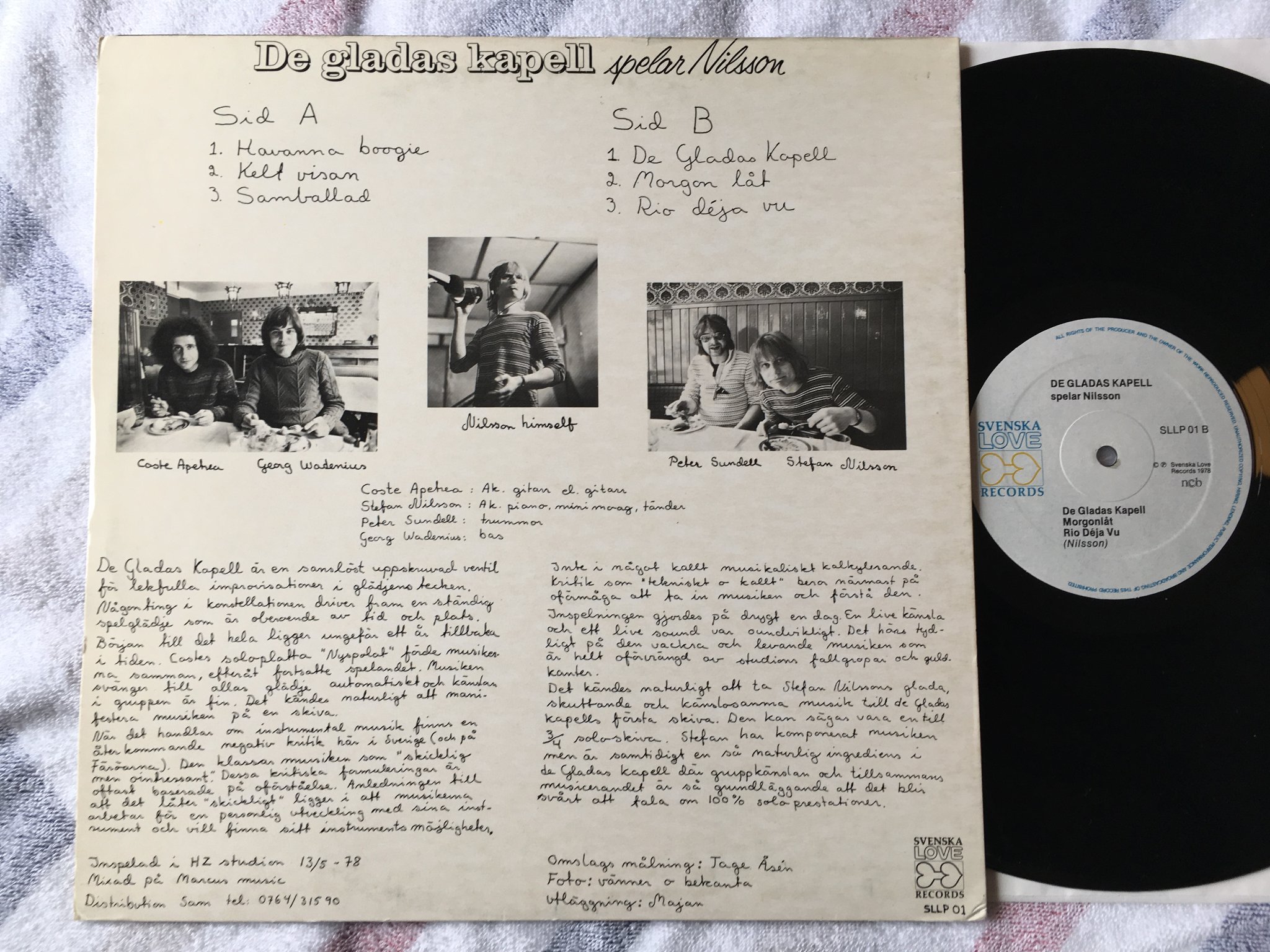 Omslagsbild för skivan DE GLADAS KAPELL spelar Nilsson LP -78 Swe SVENSKA KAPELL SLLP 01