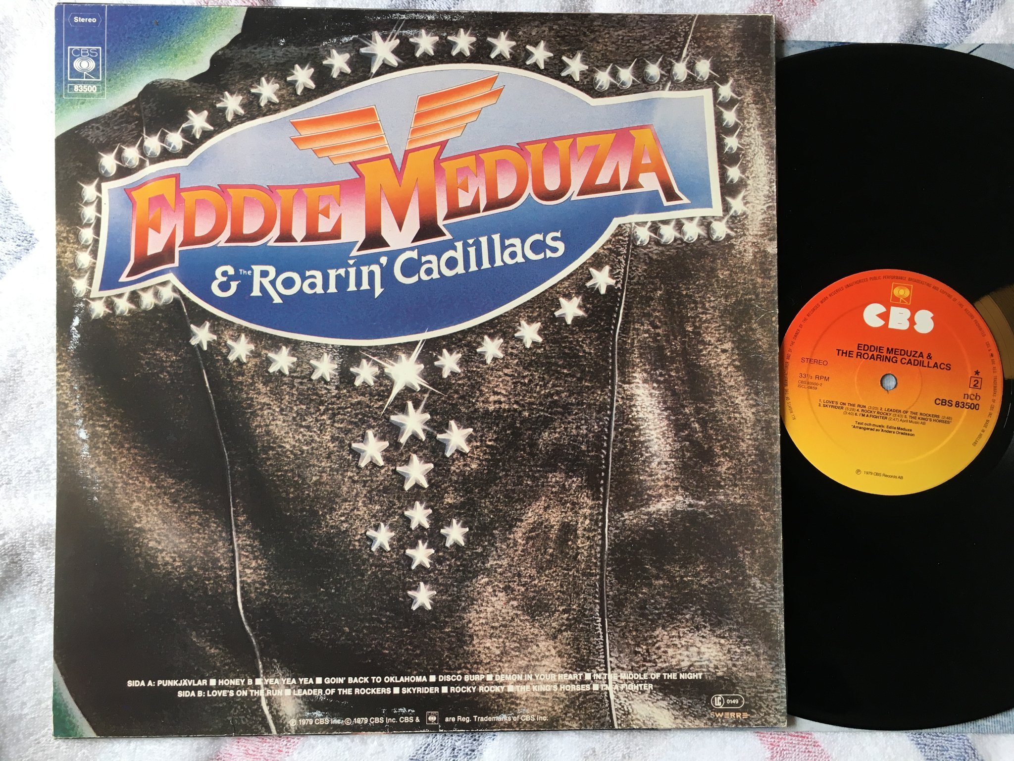Omslagsbild för skivan EDDIE MEDUZA & THE ROARING CADILLACS s/t LP -79 Swe CBS 83500
