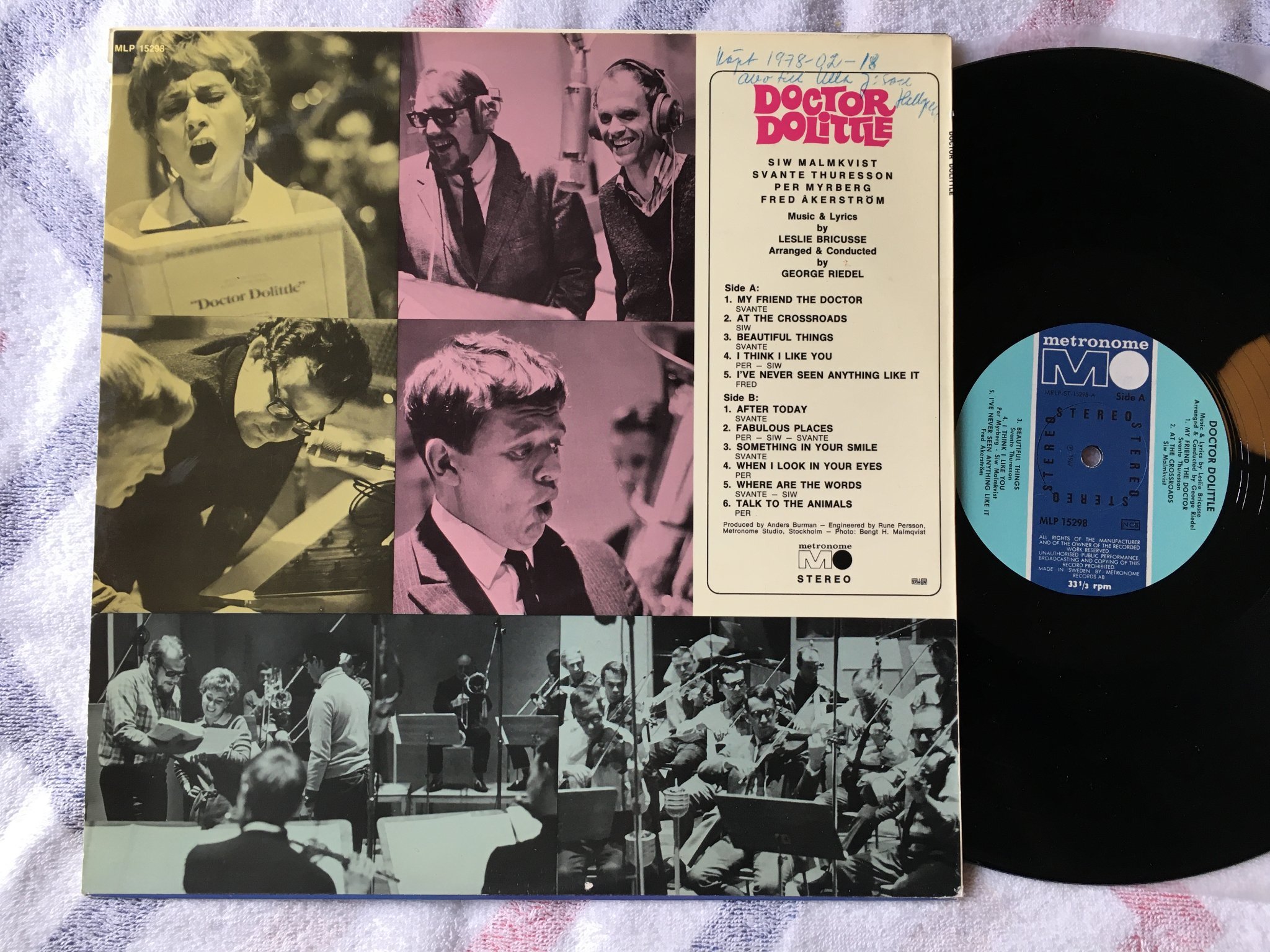 Omslagsbild för skivan SVANTE THURESSON Doctor Dolittle LP -67 Swe METRONOME  MLP 15290