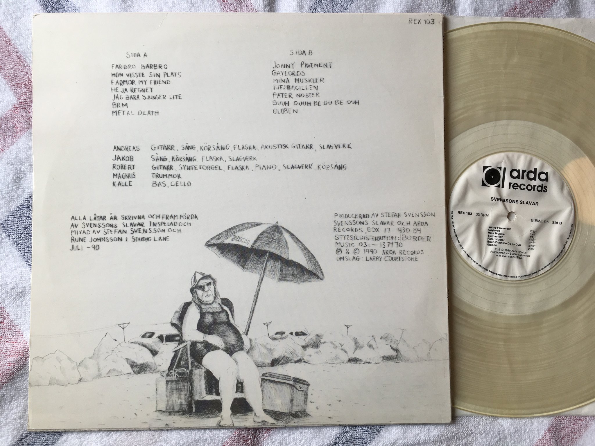 Omslagsbild för skivan SVENSSONS SLAVAR s/t LP -90 Swe ARDA REX 103 clear vinyl