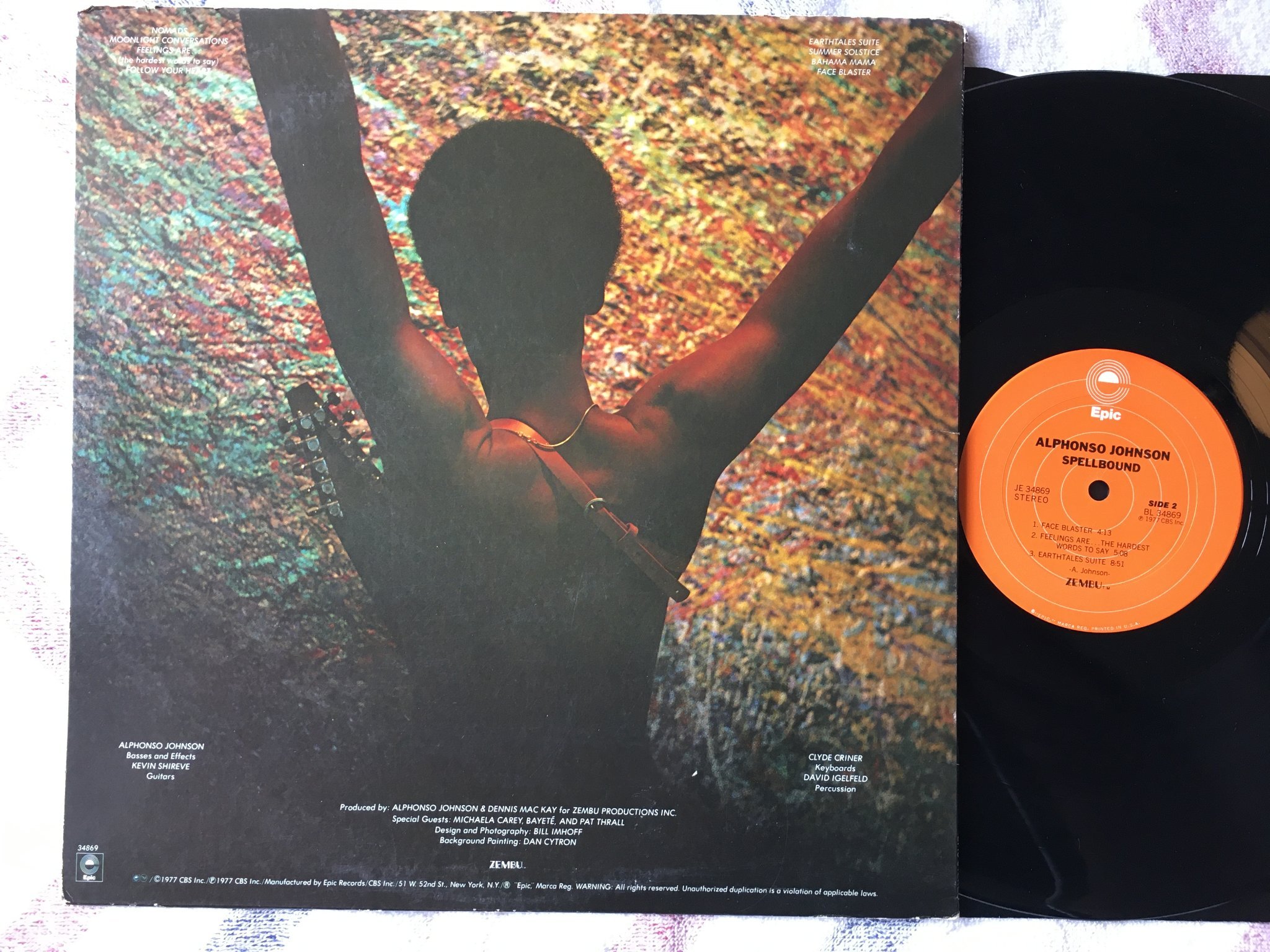 Omslagsbild för skivan ALPHONSO JOHNSON spellbound LP -77 US EPIC JE 34869