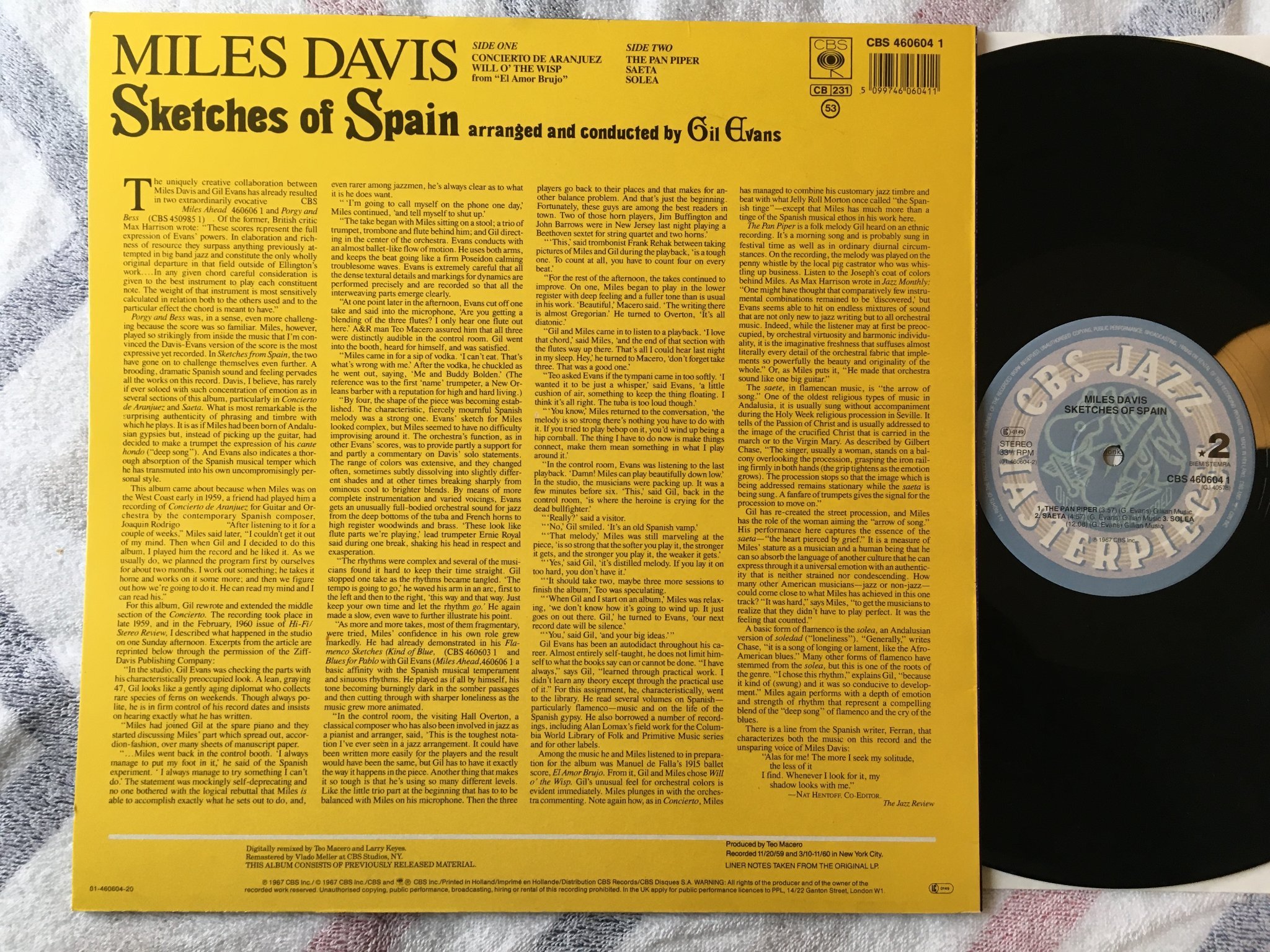 Omslagsbild för skivan Miles Davis - sketches of Spain LP CBS JAZZ 4606041