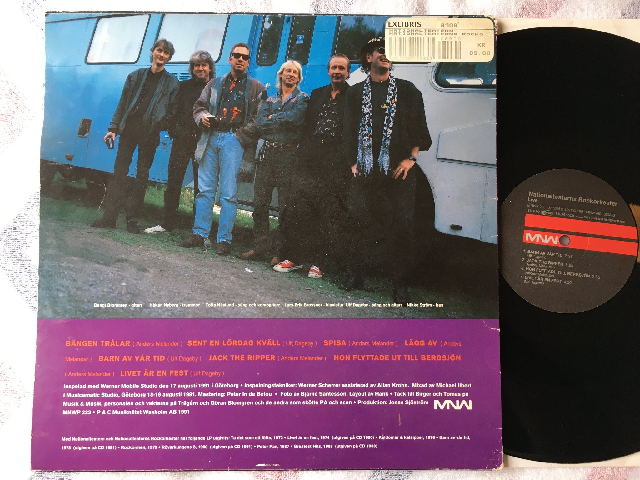 Omslagsbild för skivan NATIONALTEATERNS ROCKORKESTER live LP -91 Swe MNWP 223