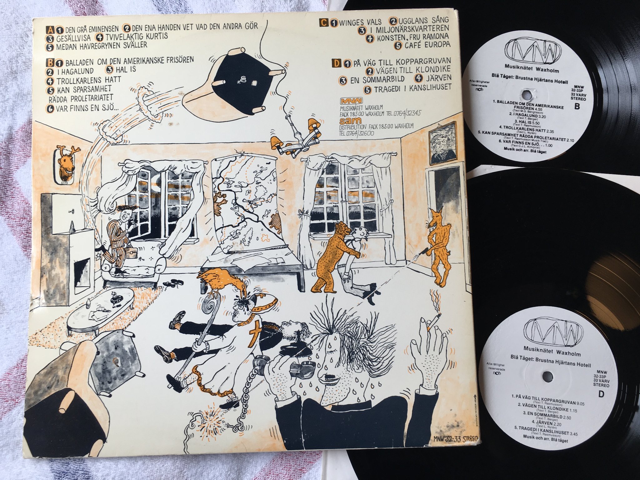 Omslagsbild för skivan BLÅ TÅGET brustna hjärtans hotell 2xLP Swe MNW 32-33P