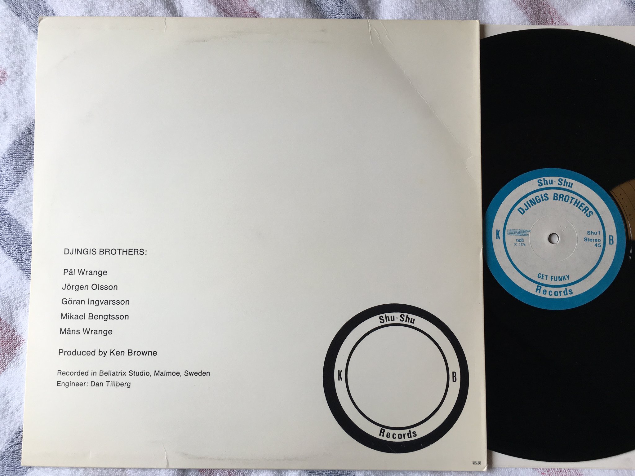 Omslagsbild för skivan DJINGIS BROTHERS get funky 12"single -78 Swe SHU SHU RECORDS fast swedish boogie