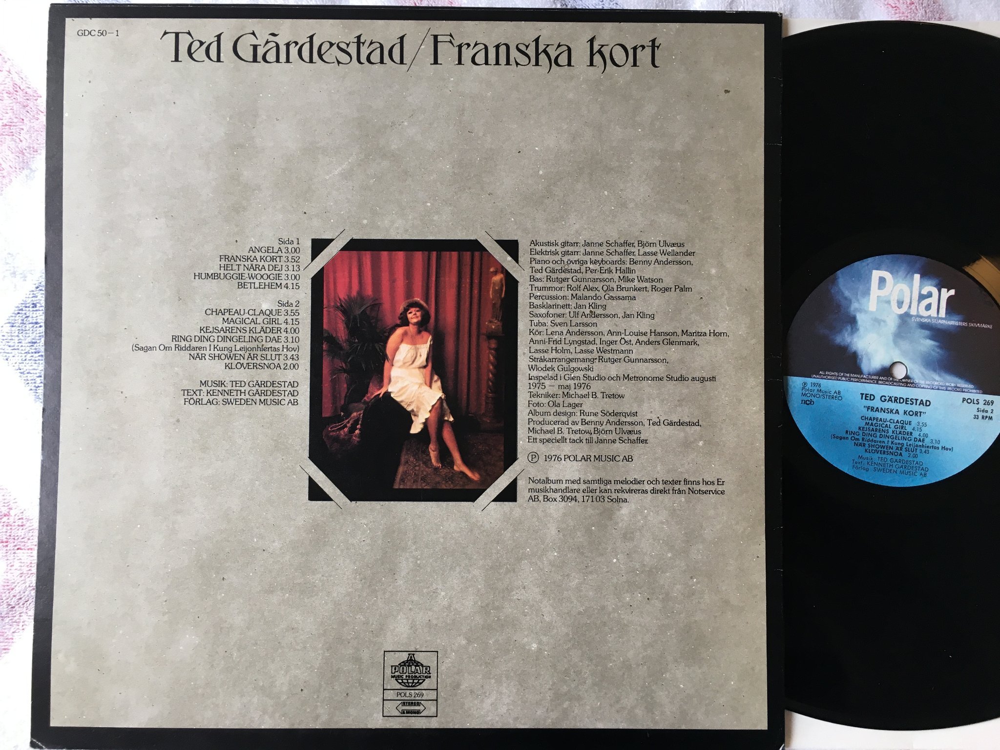 Omslagsbild för skivan TED GÄRDESTAD franska kort LP -76 Swe POLAR POLS 269