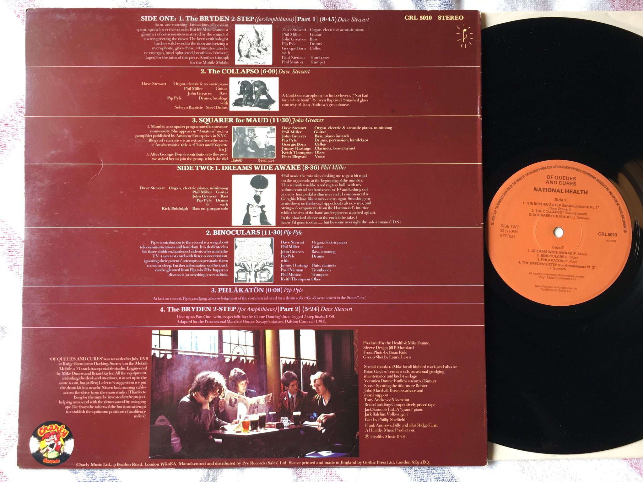 Omslagsbild för skivan NATIONAL HEALTH of queues and cures LP -78 UK CHARLY CRL 5010