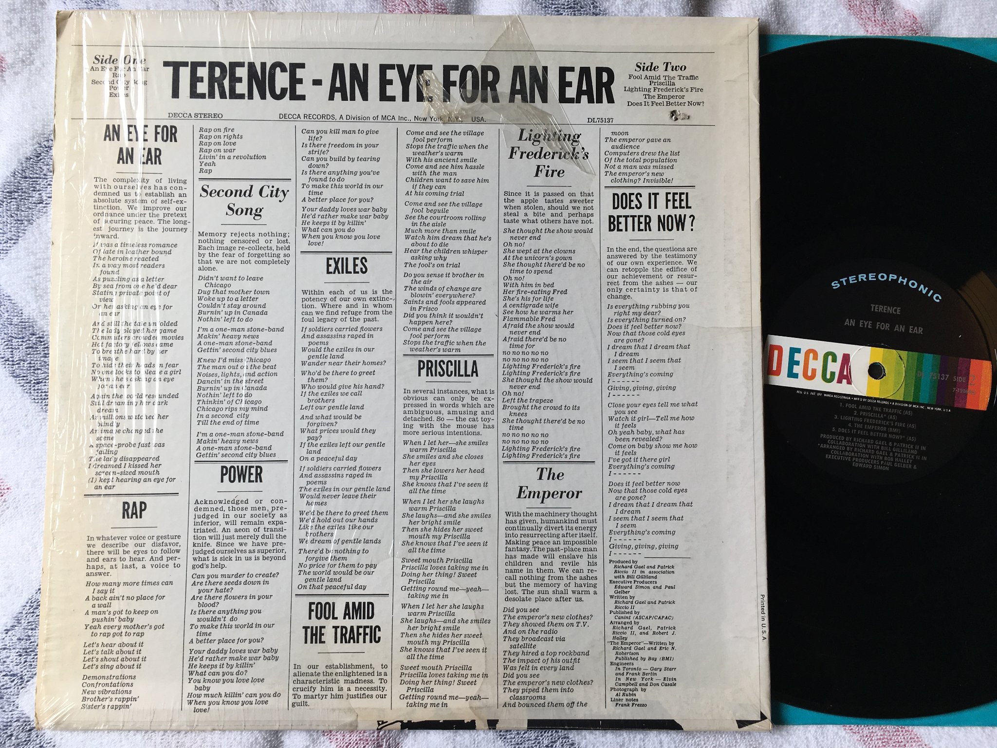 Omslagsbild för skivan TERENCE an eye for an ear LP -69 US DECCA DL 75137