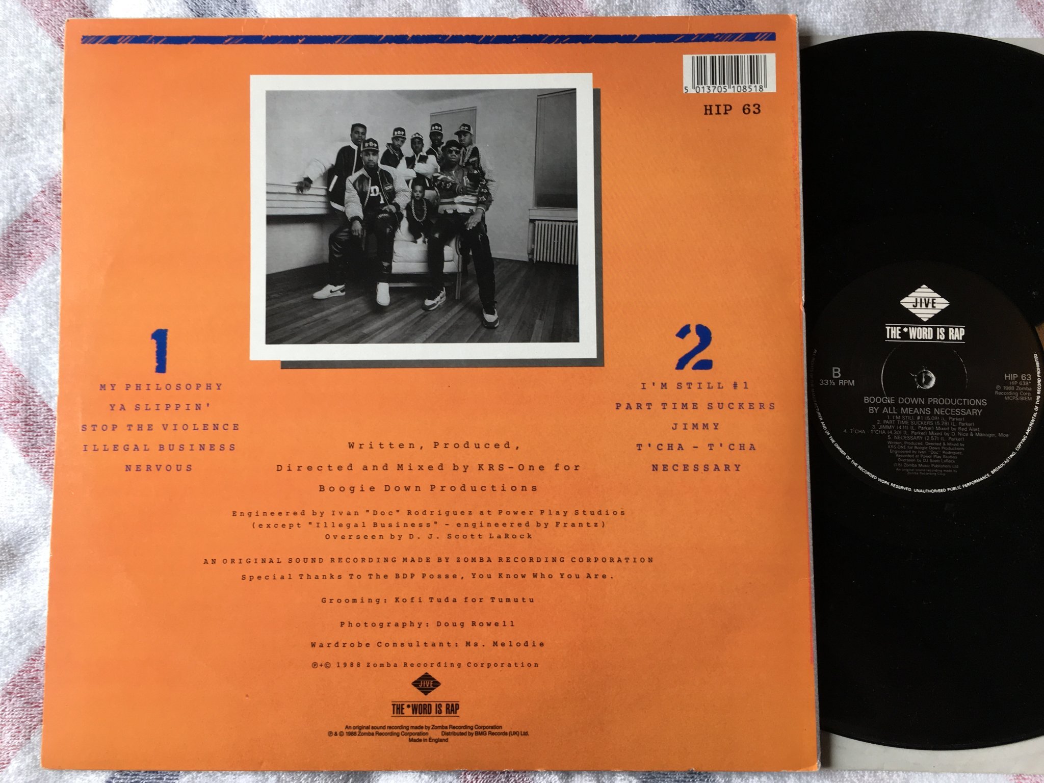 Omslagsbild för skivan BOOGIE DOWN PRODUCTIONS by all means neessary LP -88 UK JIVE HIP 63