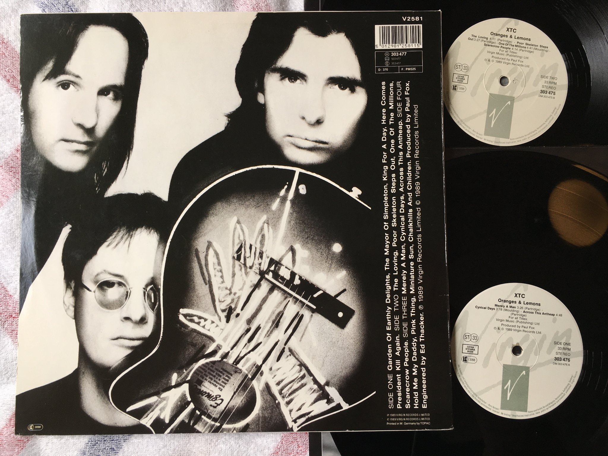 Omslagsbild för skivan XTC  oranges & lemons 2xLP -89 Hol VIRGIN 303476