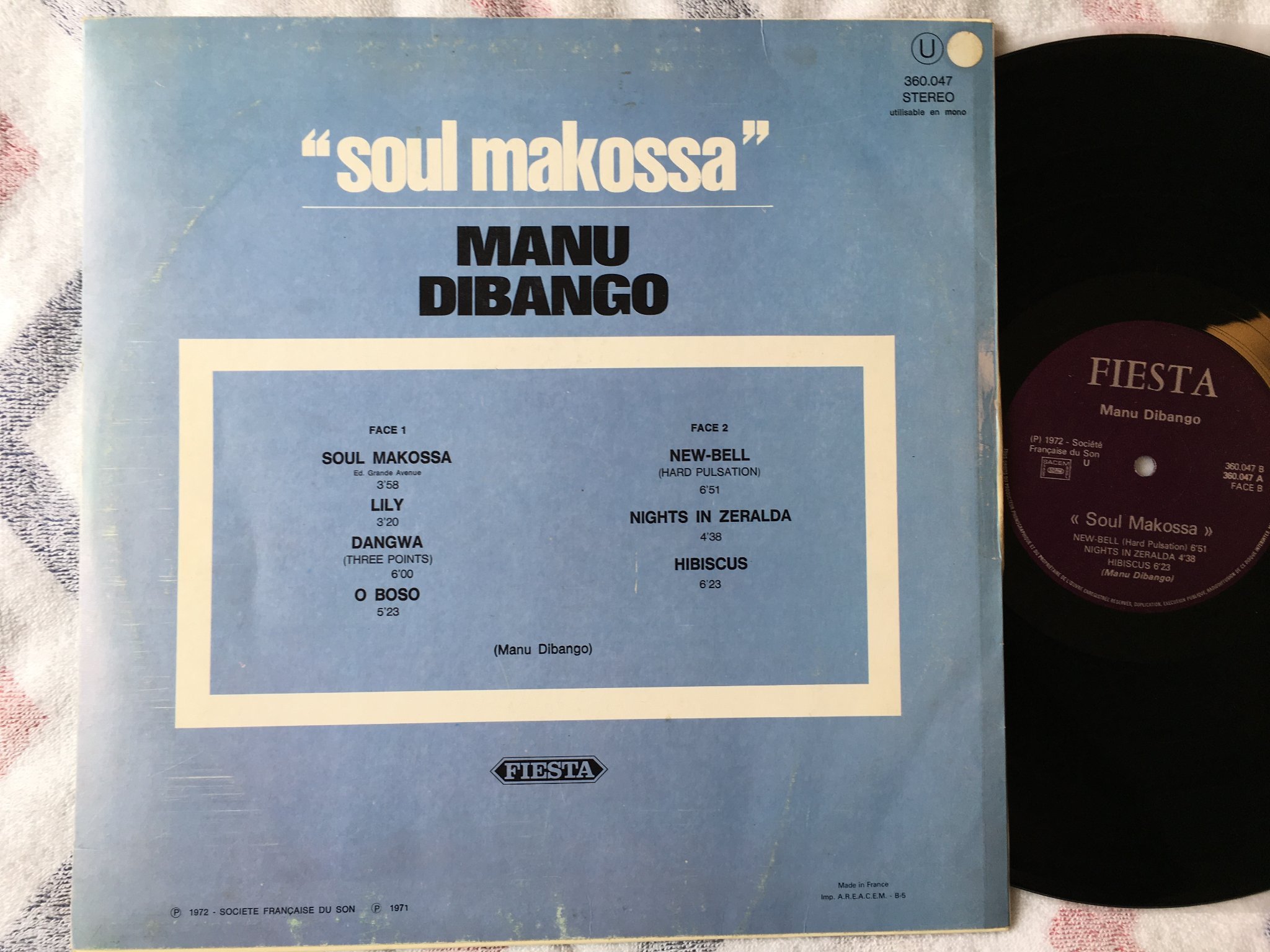 Omslagsbild för skivan MANU DIBANGO soul makossa LP -72 french originaL on FIESTA 360047