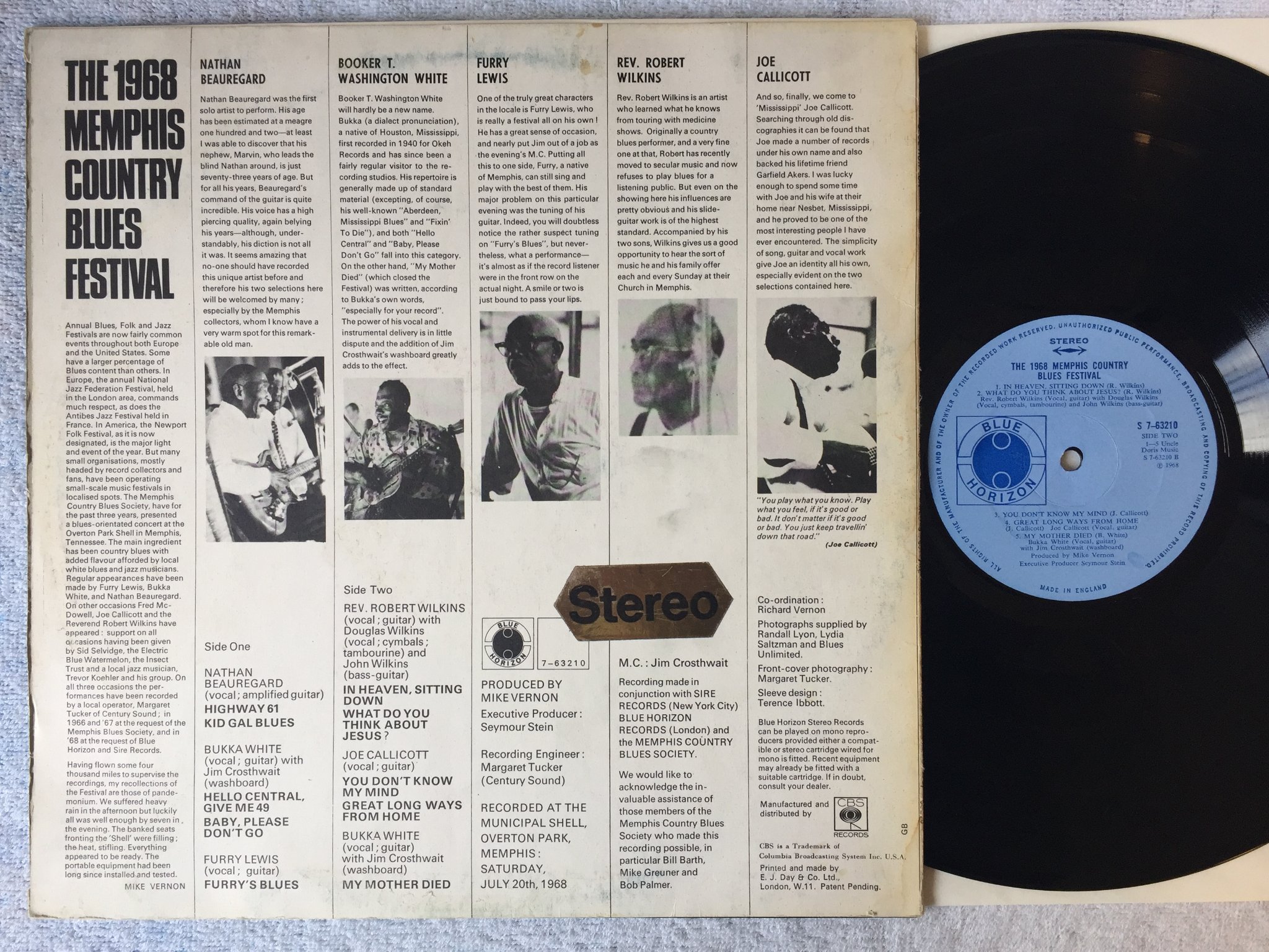Omslagsbild för skivan V/A the 1968 Memphis country blues festival LP -68 UK BLUE HORIZON S 7-63210