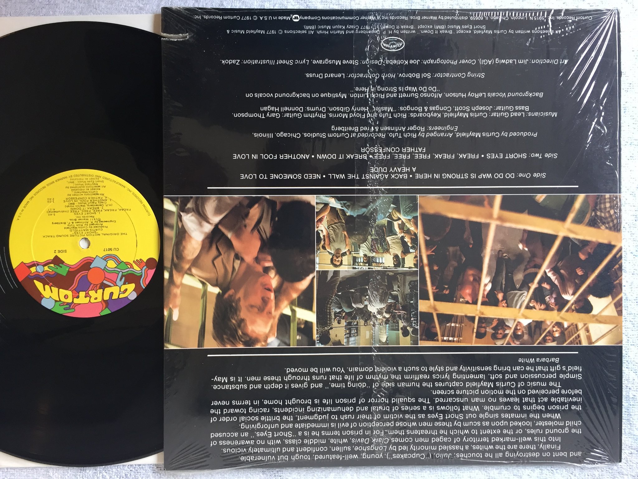 Omslagsbild för skivan CURTIS MAYFIELD short eyes LP -77 US CURTOM CU 5017 soundtrack