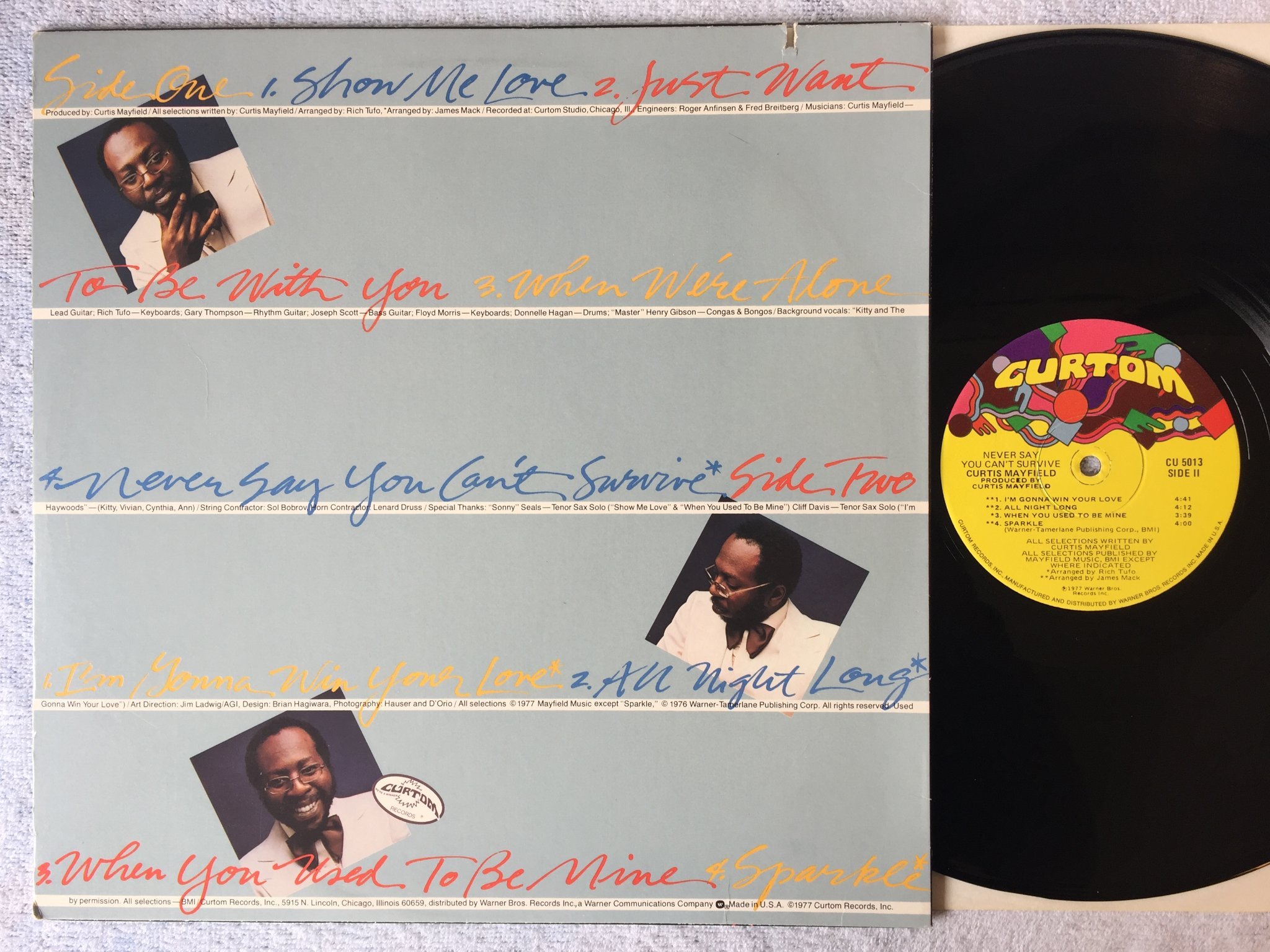 Omslagsbild för skivan CURTIS MAYFIELD never say you can't survive  LP -77 US CURTOM CU 5013