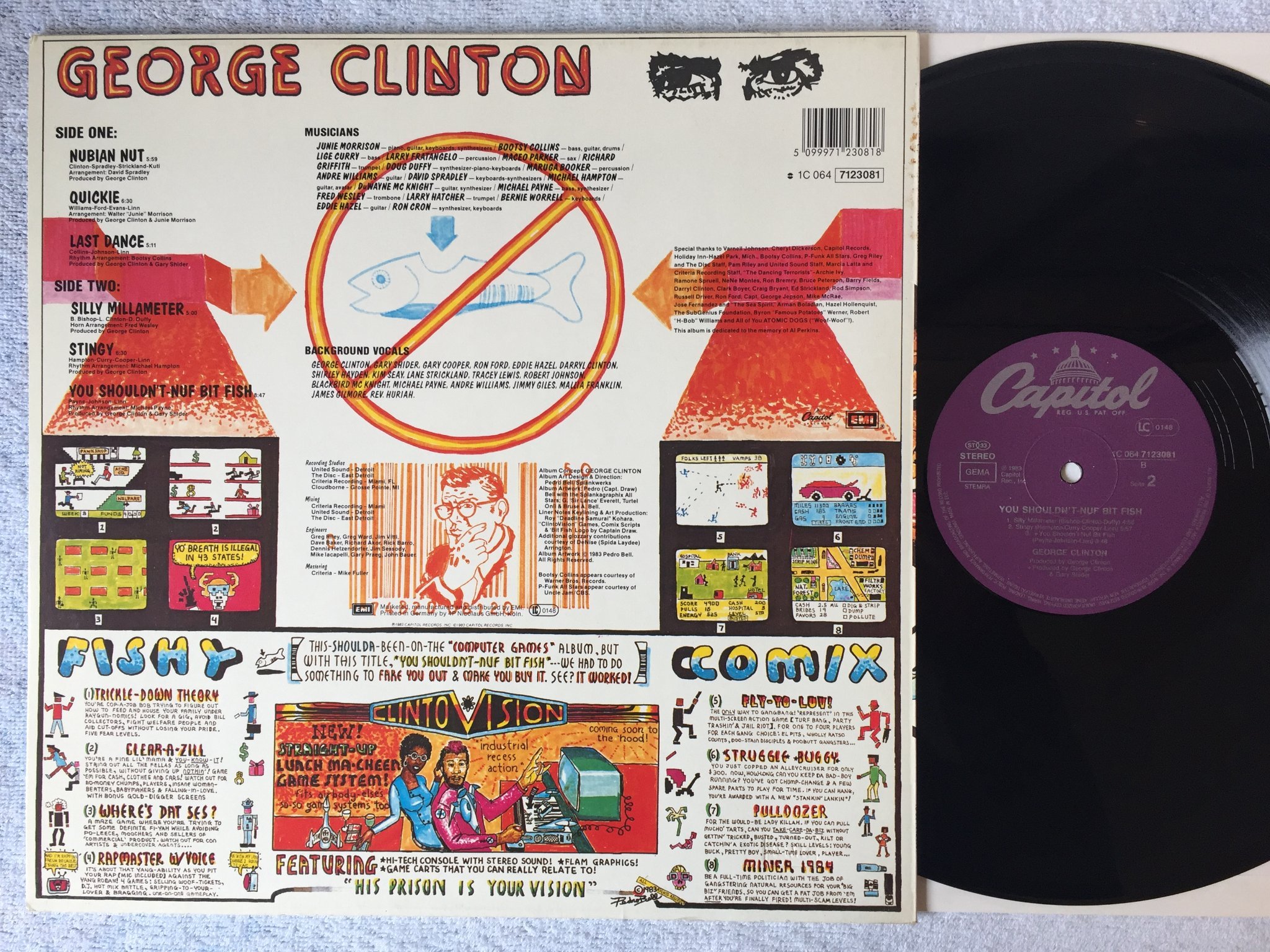 Omslagsbild för skivan GEORGE CLINTON you shouldn't - nuf bit fish LP -83 Ger CAPITOL 1C 064 7123081