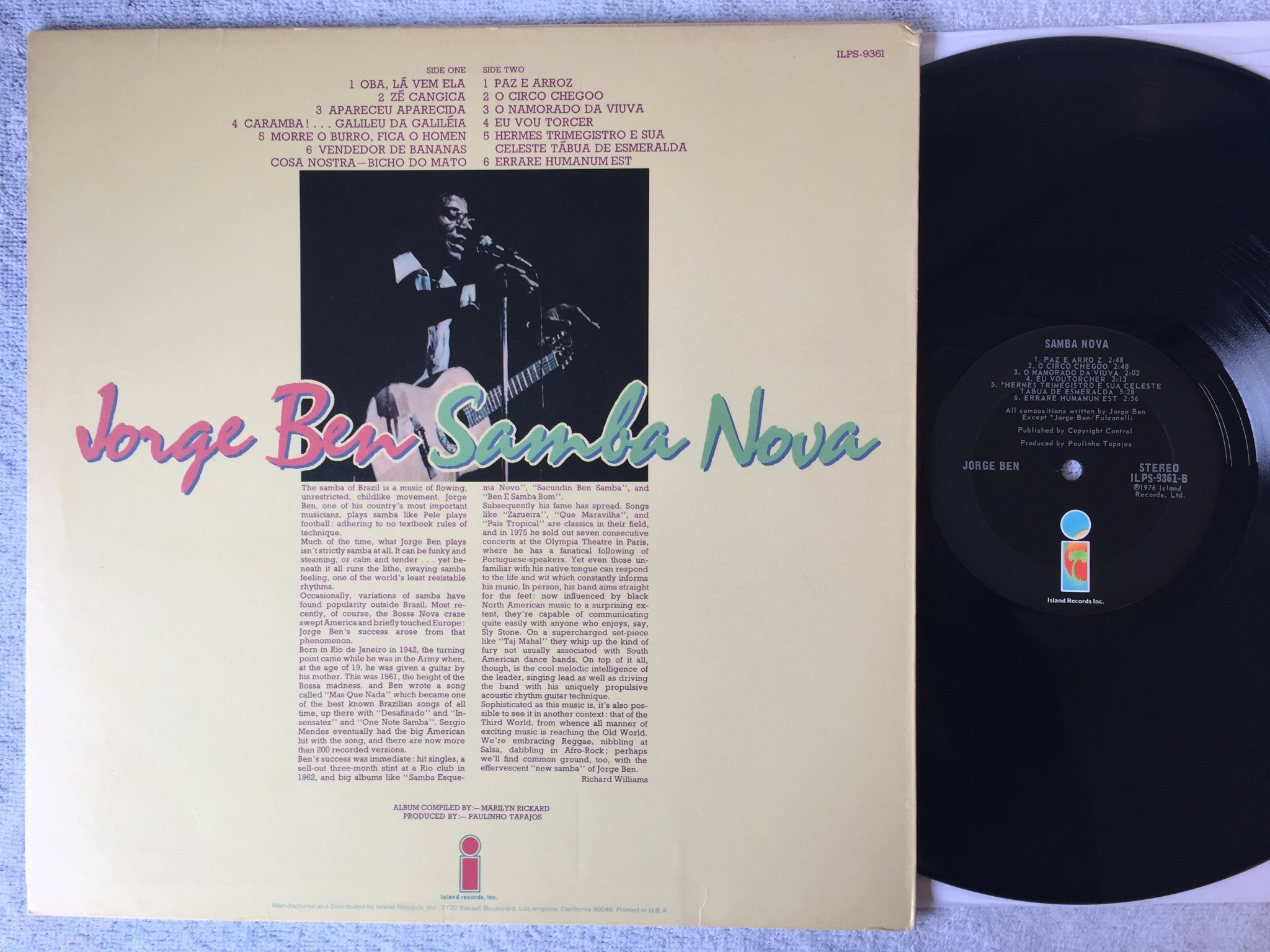 Omslagsbild för skivan JORGE BEN samba nova LP -76 US ISLAND ILPS 9361