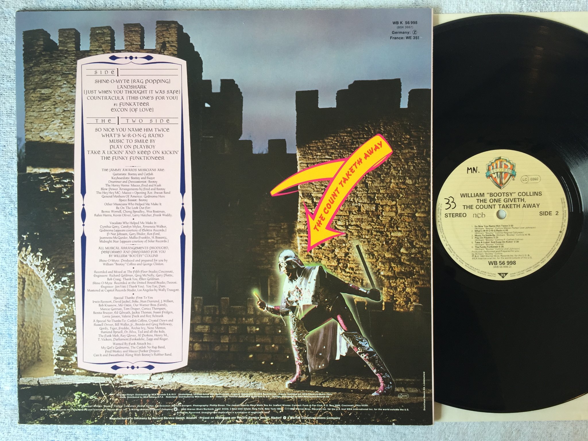 Omslagsbild för skivan WILLAM "BOOTSY" COLLINS the one giveth... LP -82 Swe WARNER WB 56998 