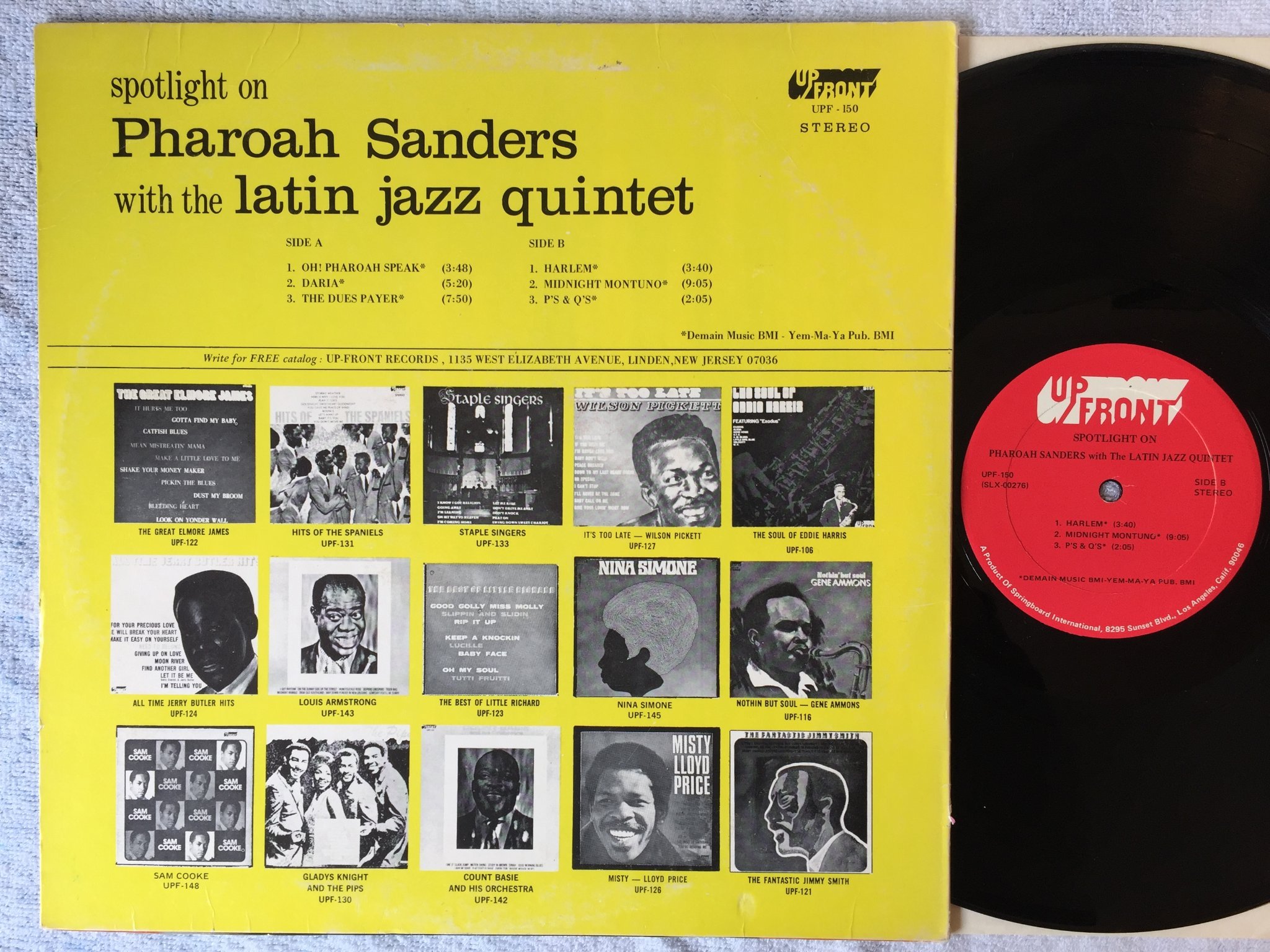 Omslagsbild för skivan PHAROAH SANDERS with The Latin Jazz Quintet LP US UP FRONT UPF-150 