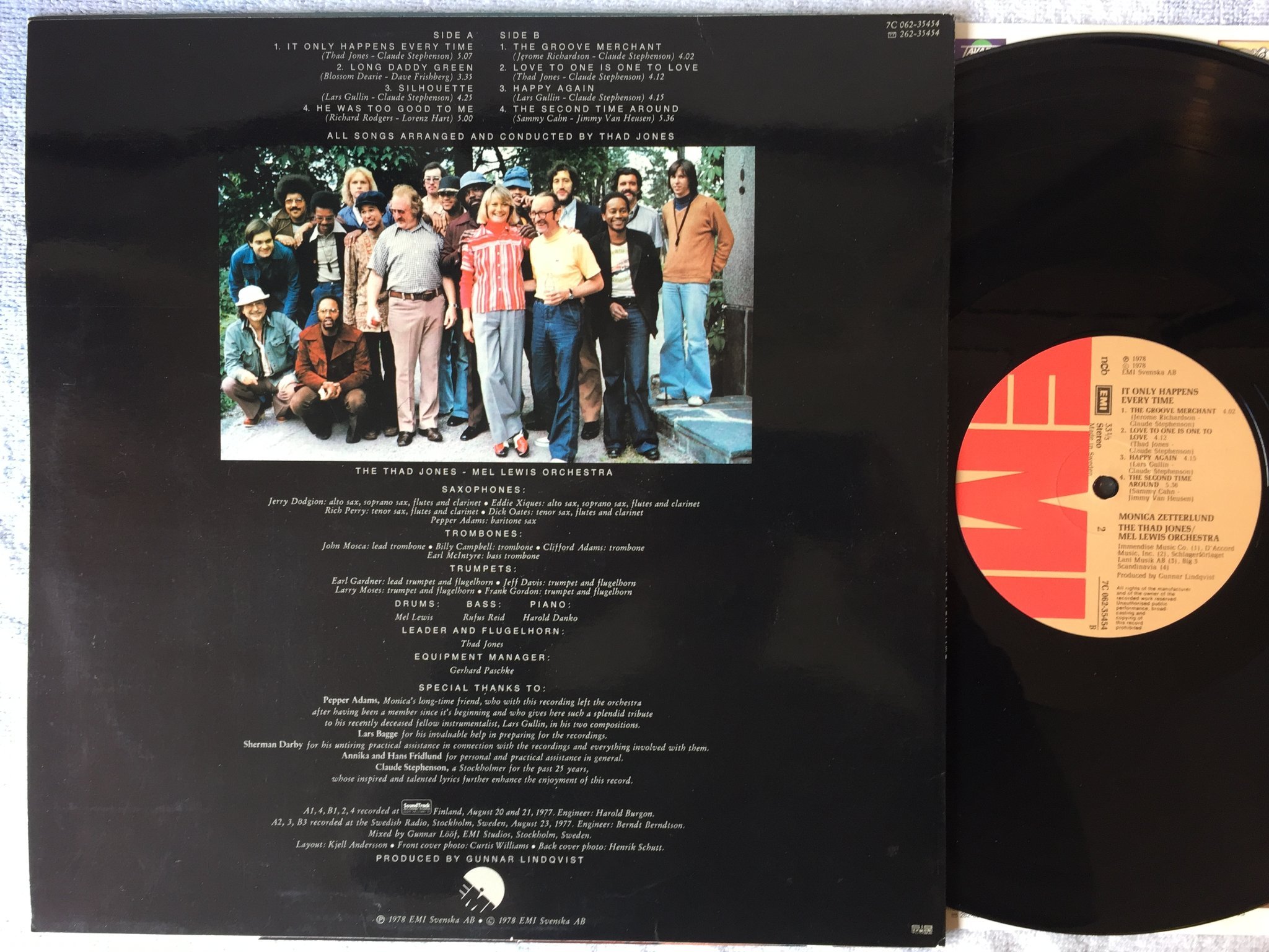 Omslagsbild för skivan MONICA ZETTERLUND it only happens every time LP -78 Swe EMI 7C 062 35454