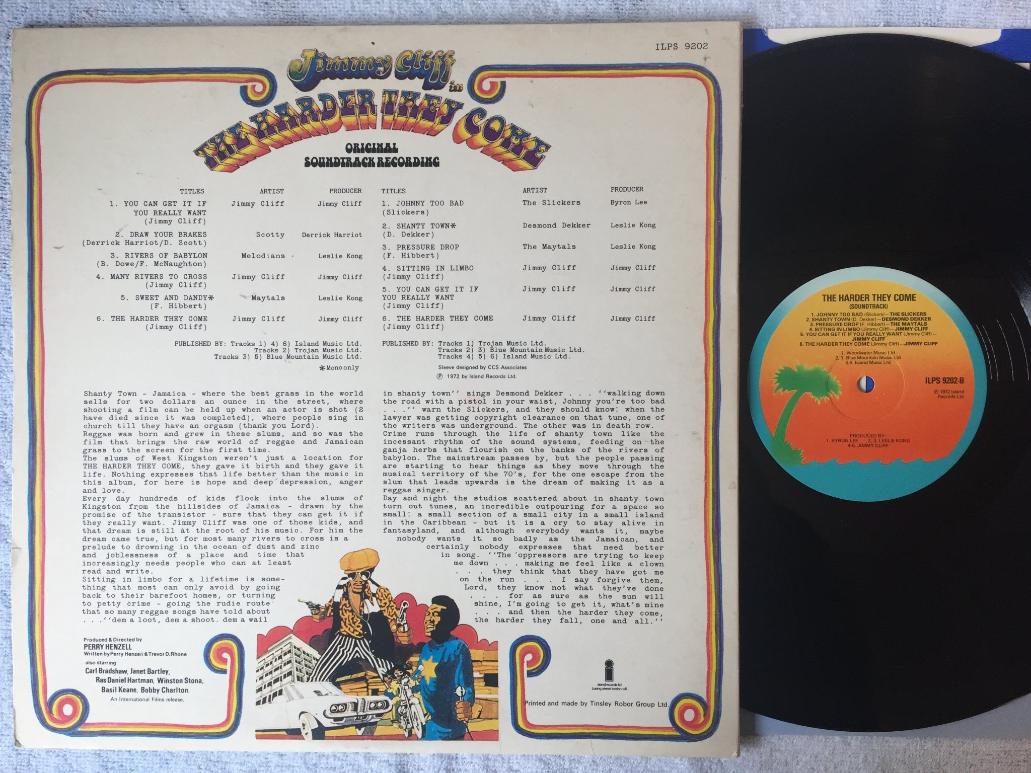 Omslagsbild för skivan V/A the harder they come LP -72 ISLAND ILPS 9202