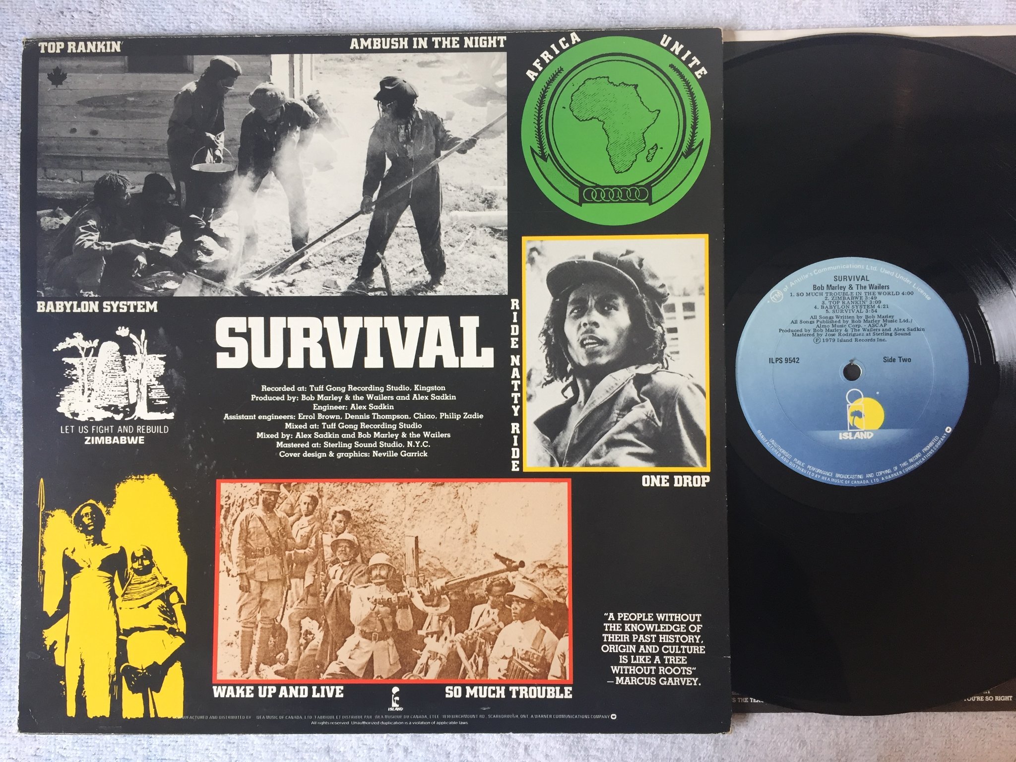 Omslagsbild för skivan BOB MARLEY & THE WAILERS survival LP -79 Can ISLAND ILPS 9542