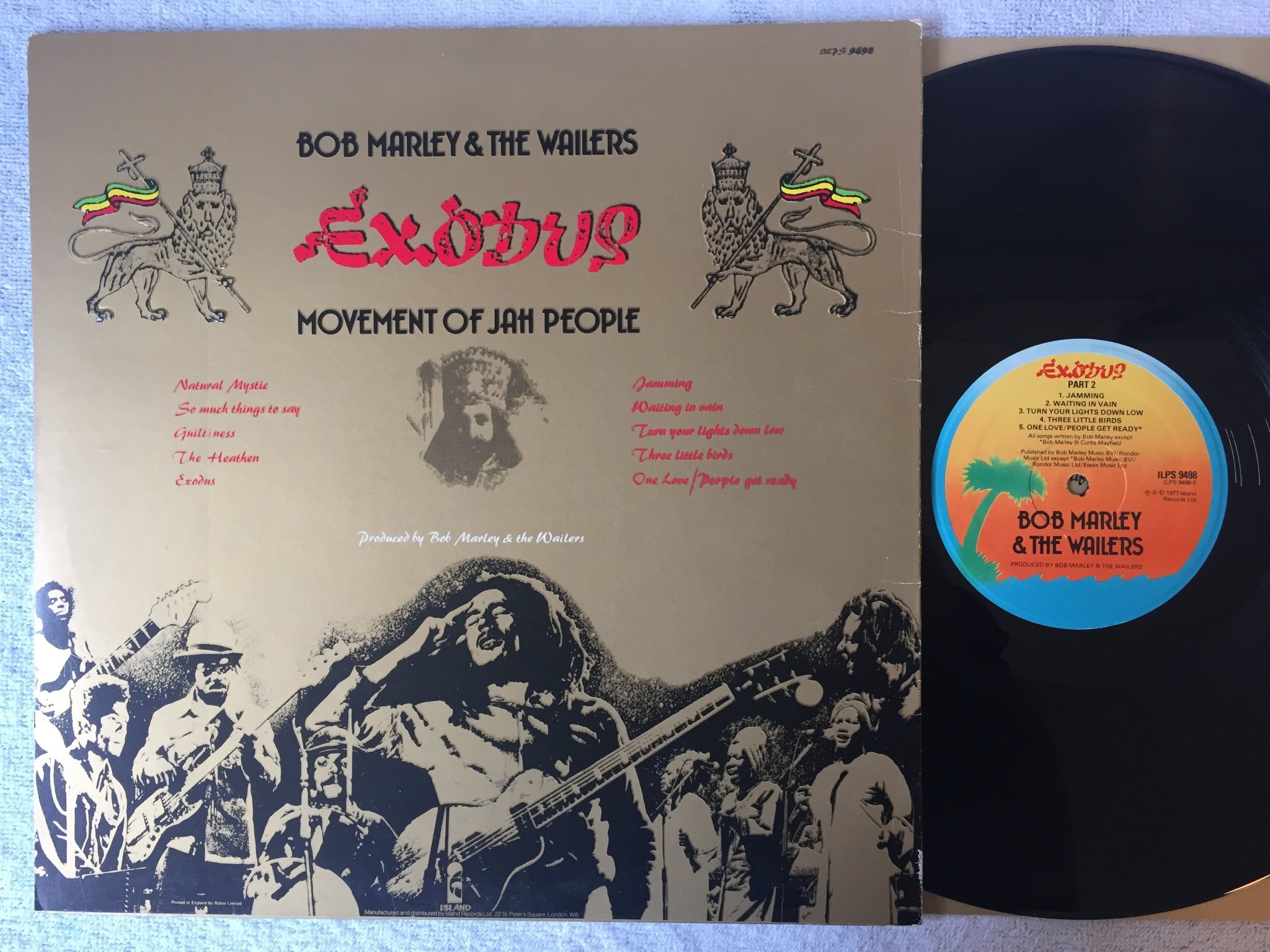 Omslagsbild för skivan BOB MARLEY & THE WAILERS exodus LP -77 UK ISLAND ILPS 9498